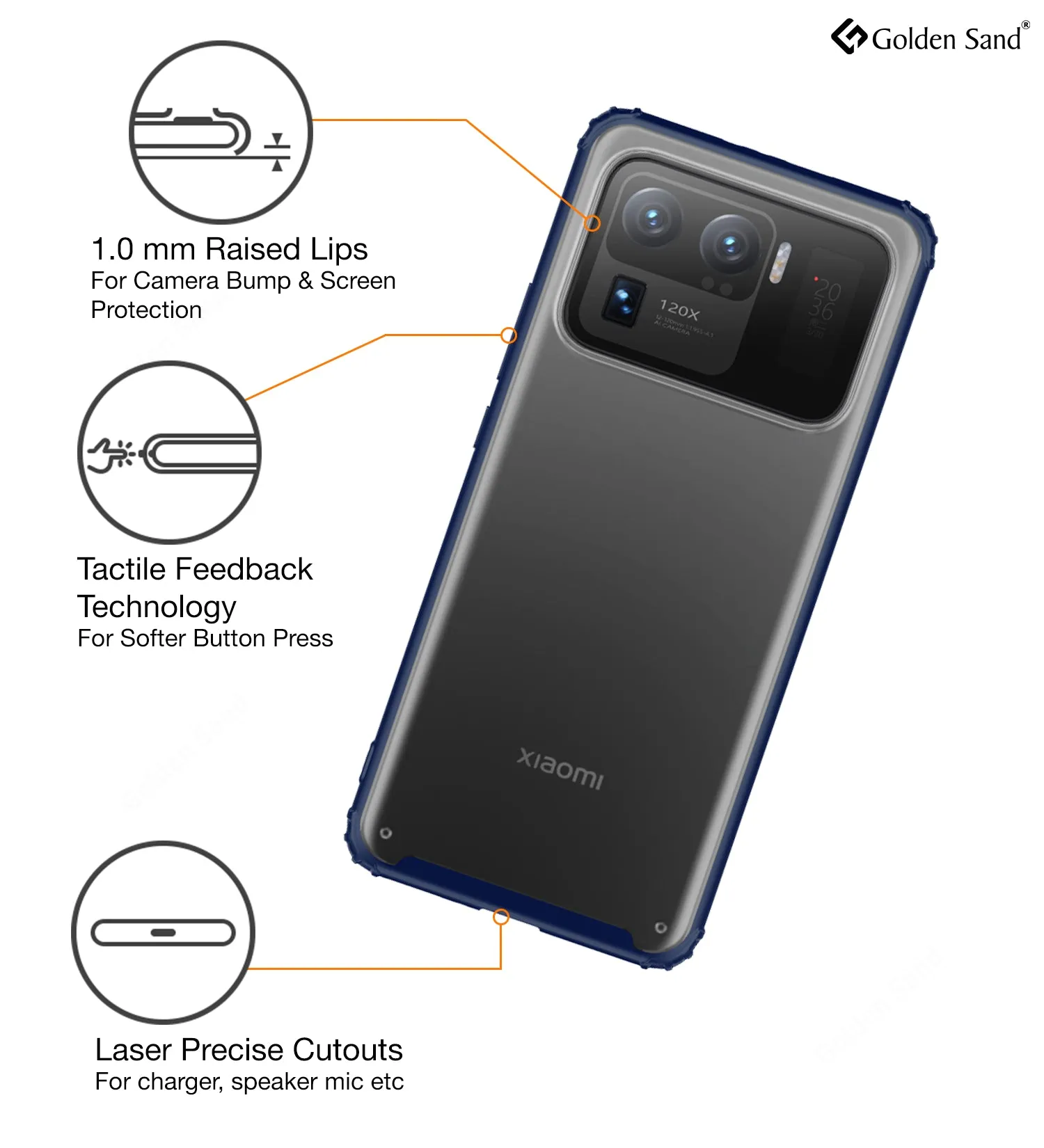 Rugged Frosted Semi Transparent PC Shock Proof Slim Back Cover for Xiaomi Mi 11 Ultra, 6.81 inch, Blue