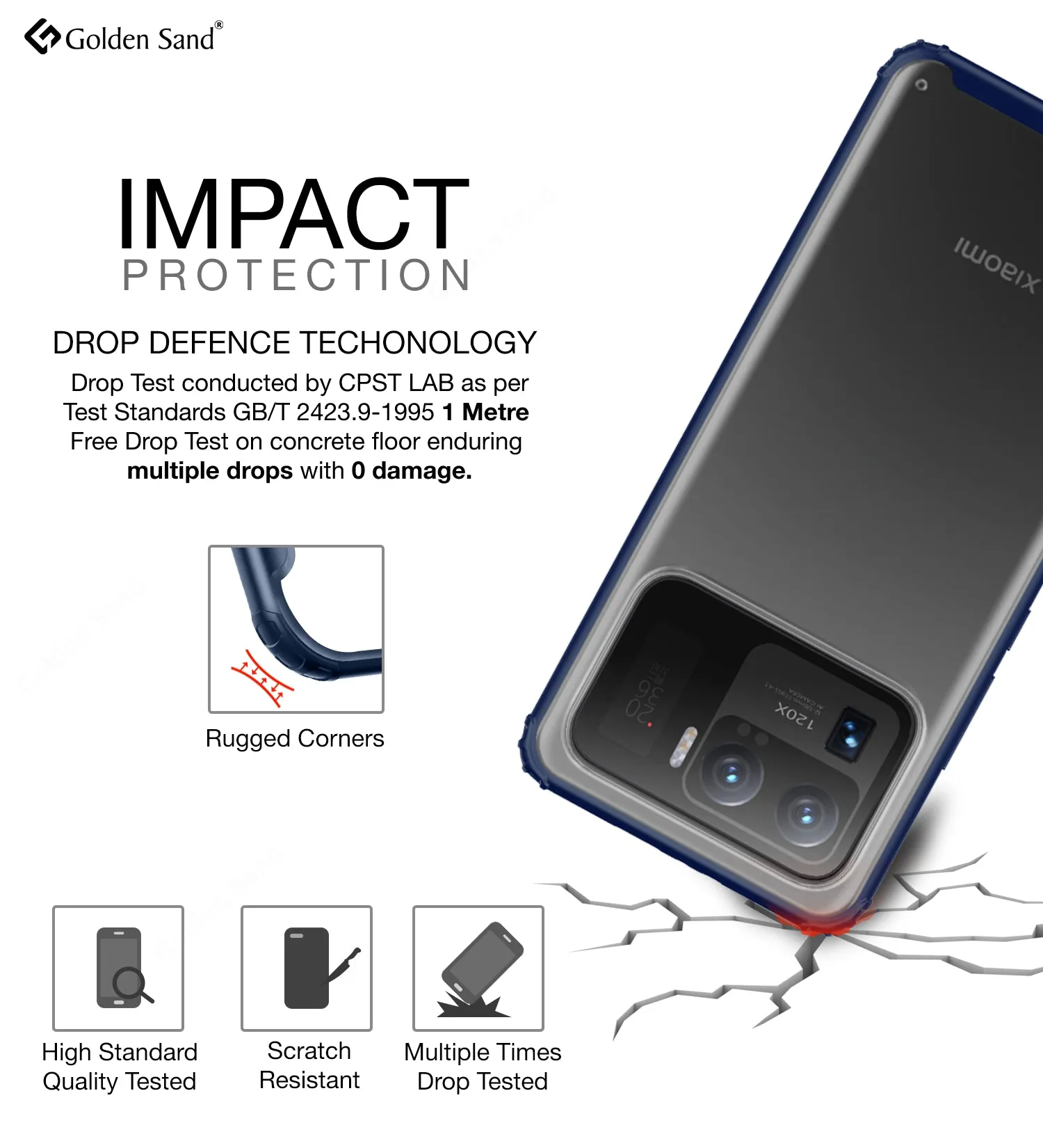 Rugged Frosted Semi Transparent PC Shock Proof Slim Back Cover for Xiaomi Mi 11 Ultra, 6.81 inch, Blue