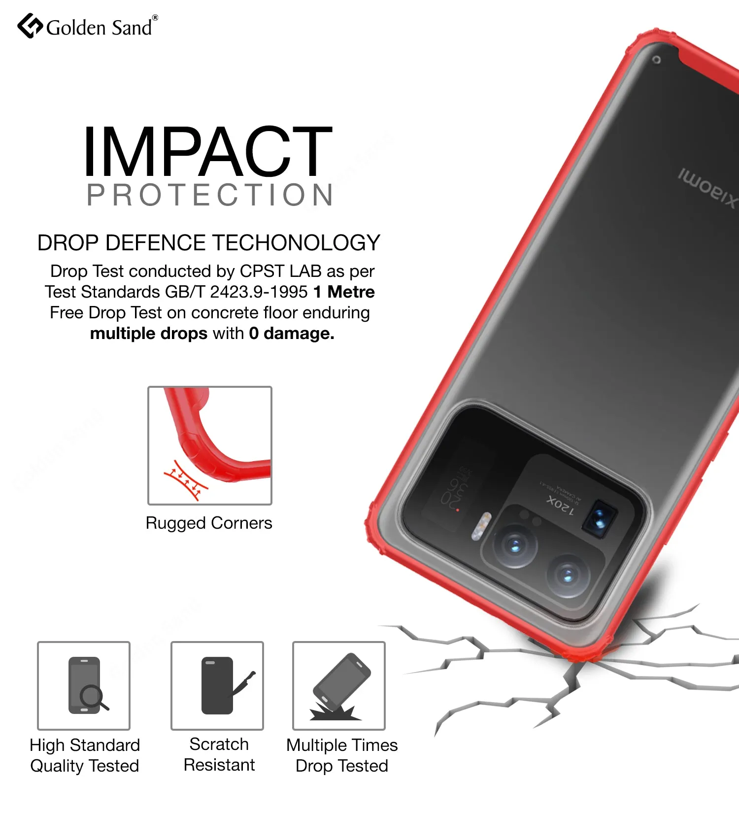 Rugged Frosted Semi Transparent PC Shock Proof Slim Back Cover for Xiaomi Mi 11 Ultra, 6.81 inch, Red