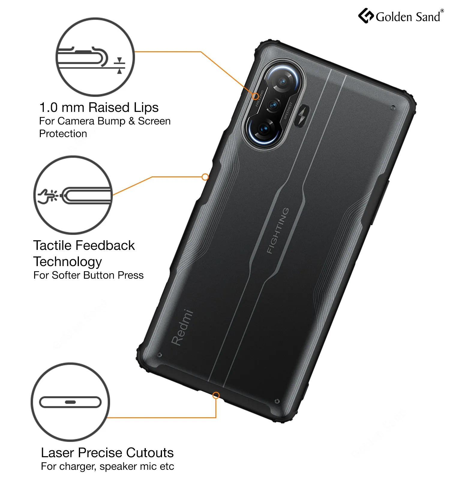 Rugged Frosted Semi Transparent PC Shock Proof Slim Back Cover for Xiaomi Poco F3 GT, 6.67 inch, Black