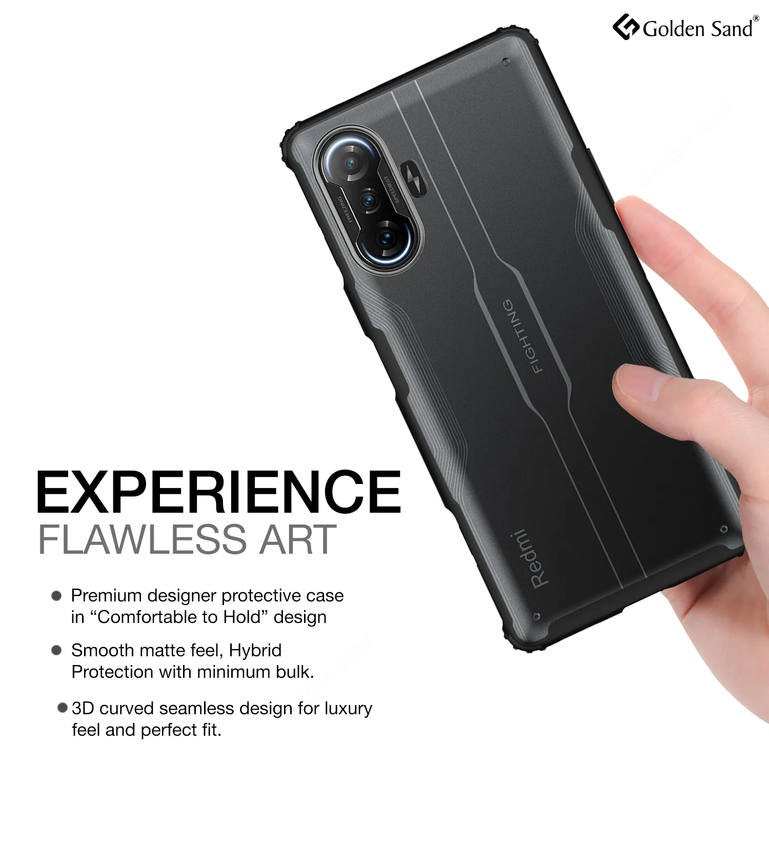 Rugged Frosted Semi Transparent PC Shock Proof Slim Back Cover for Xiaomi Poco F3 GT, 6.67 inch, Black