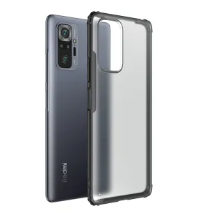 Rugged Frosted Semi Transparent PC Shock Proof Slim Back Cover for Xiaomi Redmi Note 10 Pro, Xiaomi Redmi Note 10 Pro Max, 6.67 inch, Black