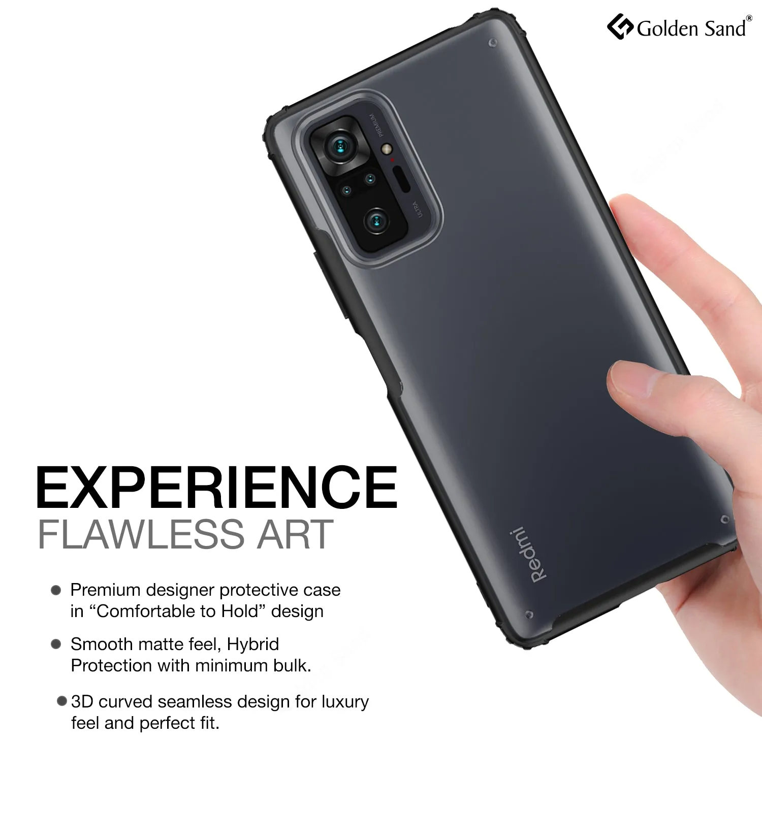 Rugged Frosted Semi Transparent PC Shock Proof Slim Back Cover for Xiaomi Redmi Note 10 Pro, Xiaomi Redmi Note 10 Pro Max, 6.67 inch, Black