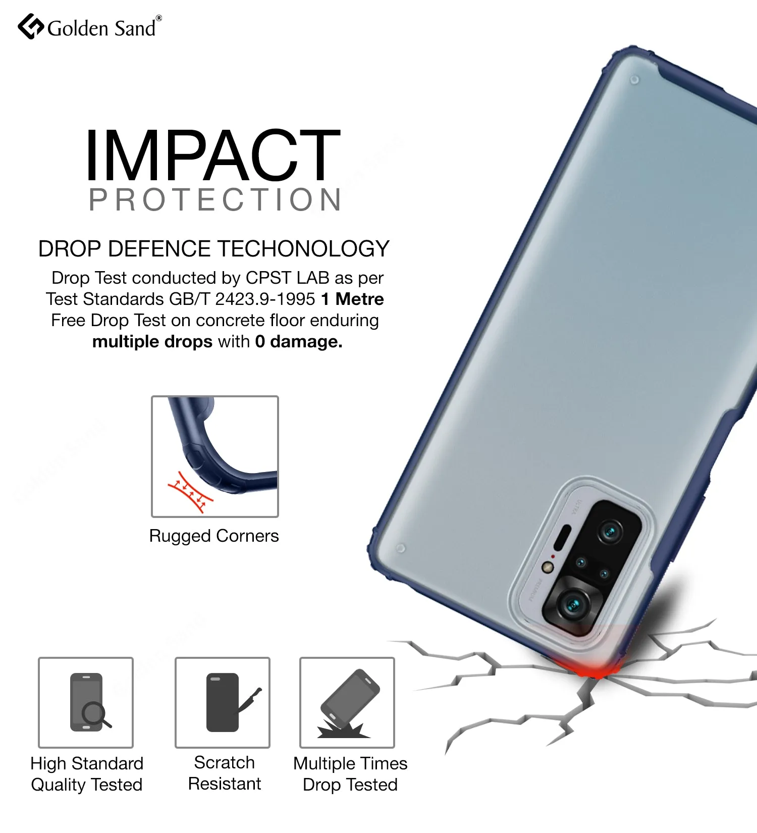 Rugged Frosted Semi Transparent PC Shock Proof Slim Back Cover for Xiaomi Redmi Note 10 Pro, Xiaomi Redmi Note 10 Pro Max, 6.67 inch, Blue
