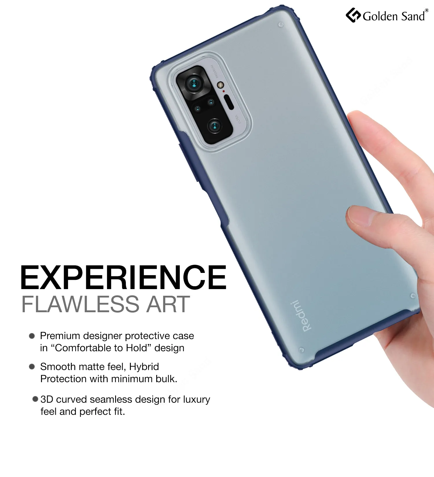 Rugged Frosted Semi Transparent PC Shock Proof Slim Back Cover for Xiaomi Redmi Note 10 Pro, Xiaomi Redmi Note 10 Pro Max, 6.67 inch, Blue