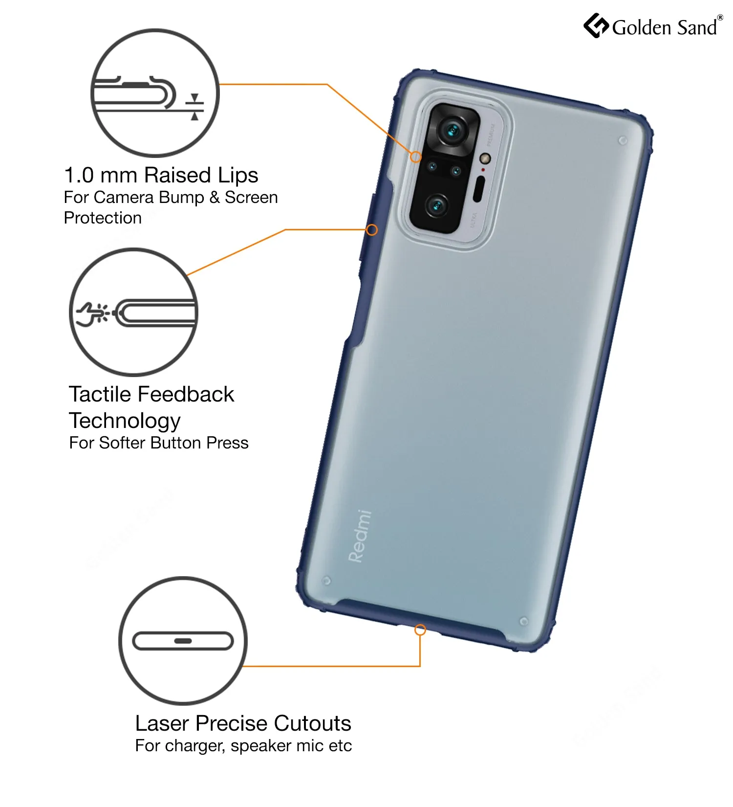 Rugged Frosted Semi Transparent PC Shock Proof Slim Back Cover for Xiaomi Redmi Note 10 Pro, Xiaomi Redmi Note 10 Pro Max, 6.67 inch, Blue