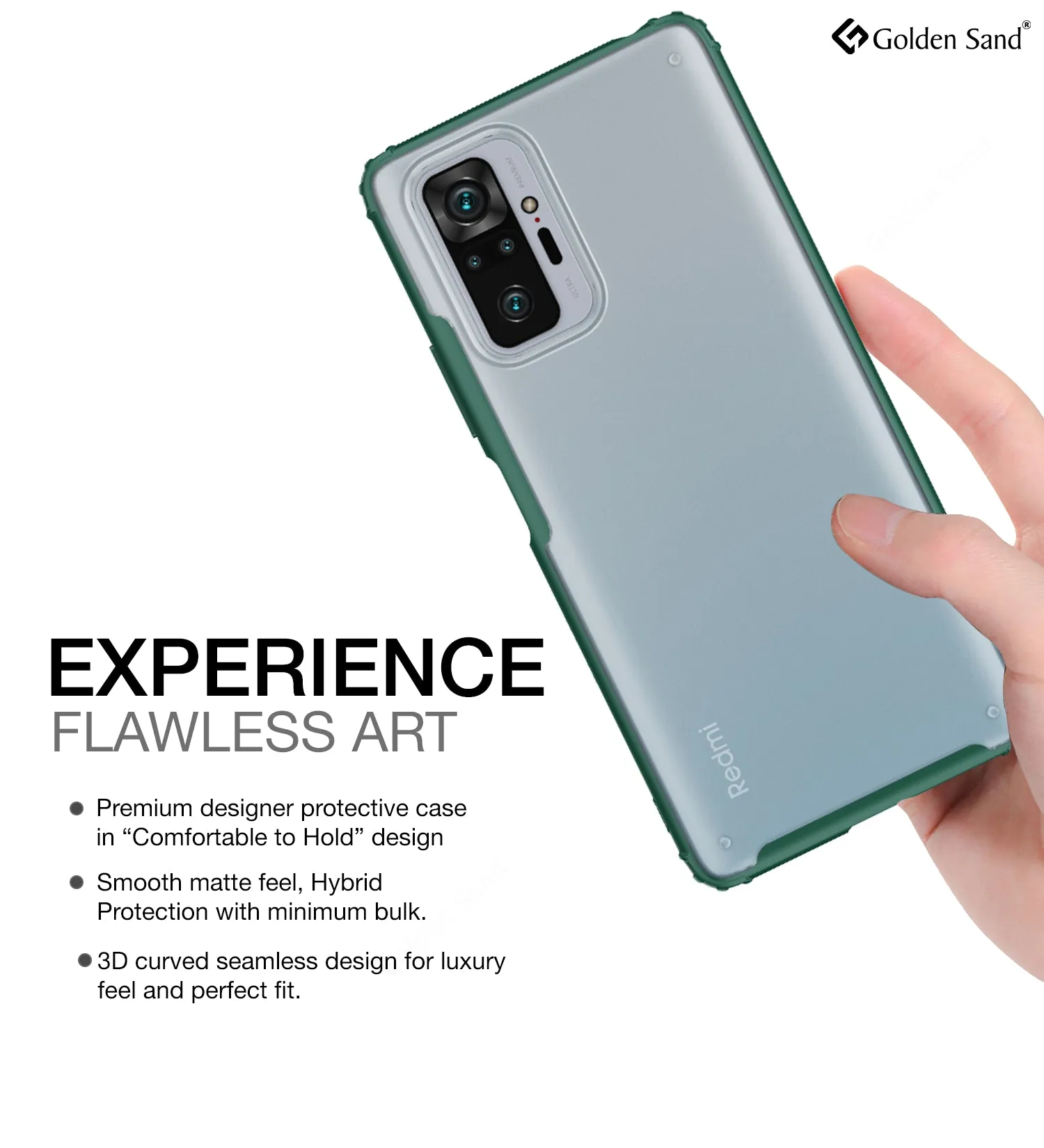 Rugged Frosted Semi Transparent PC Shock Proof Slim Back Cover for Xiaomi Redmi Note 10 Pro, Xiaomi Redmi Note 10 Pro Max, 6.67 inch, Green
