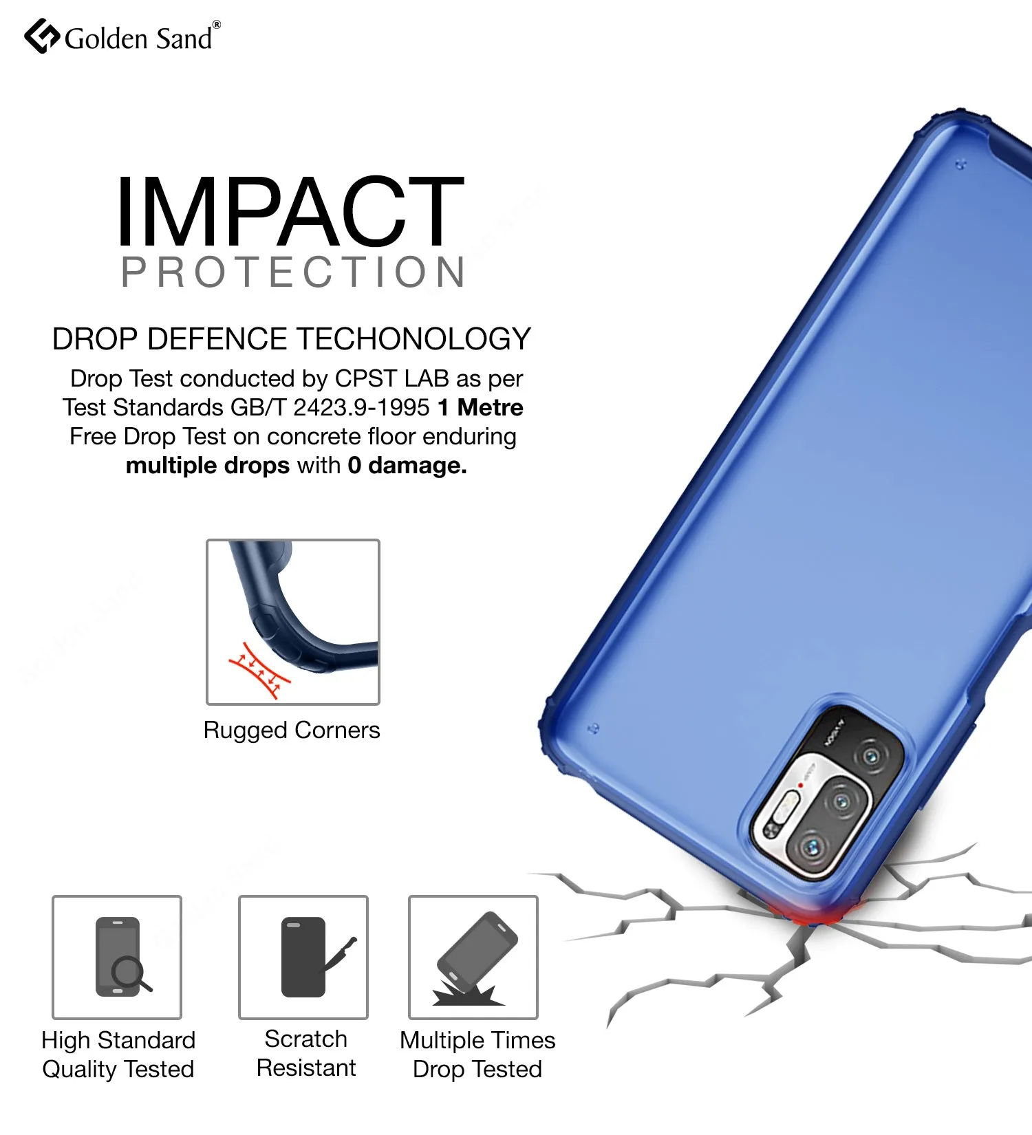 Rugged Frosted Semi Transparent PC Shock Proof Slim Back Cover for Xiaomi Redmi Note 10T 5G, Poco M3 Pro 5G, 6.5 inch, Blue