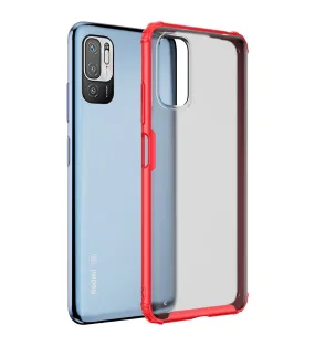 Rugged Frosted Semi Transparent PC Shock Proof Slim Back Cover for Xiaomi Redmi Note 10T 5G, Poco M3 Pro 5G, 6.5 inch, Red