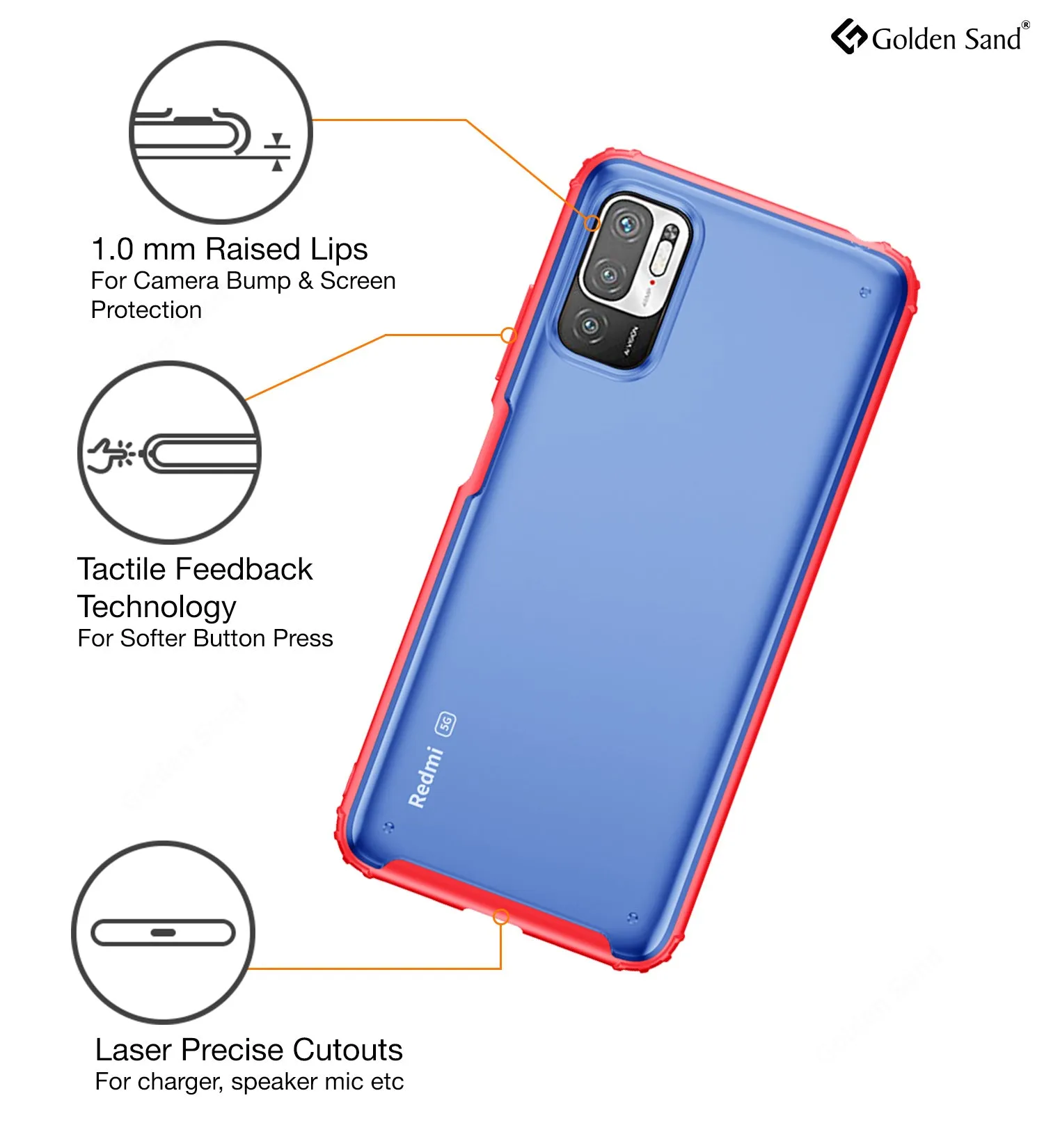 Rugged Frosted Semi Transparent PC Shock Proof Slim Back Cover for Xiaomi Redmi Note 10T 5G, Poco M3 Pro 5G, 6.5 inch, Red