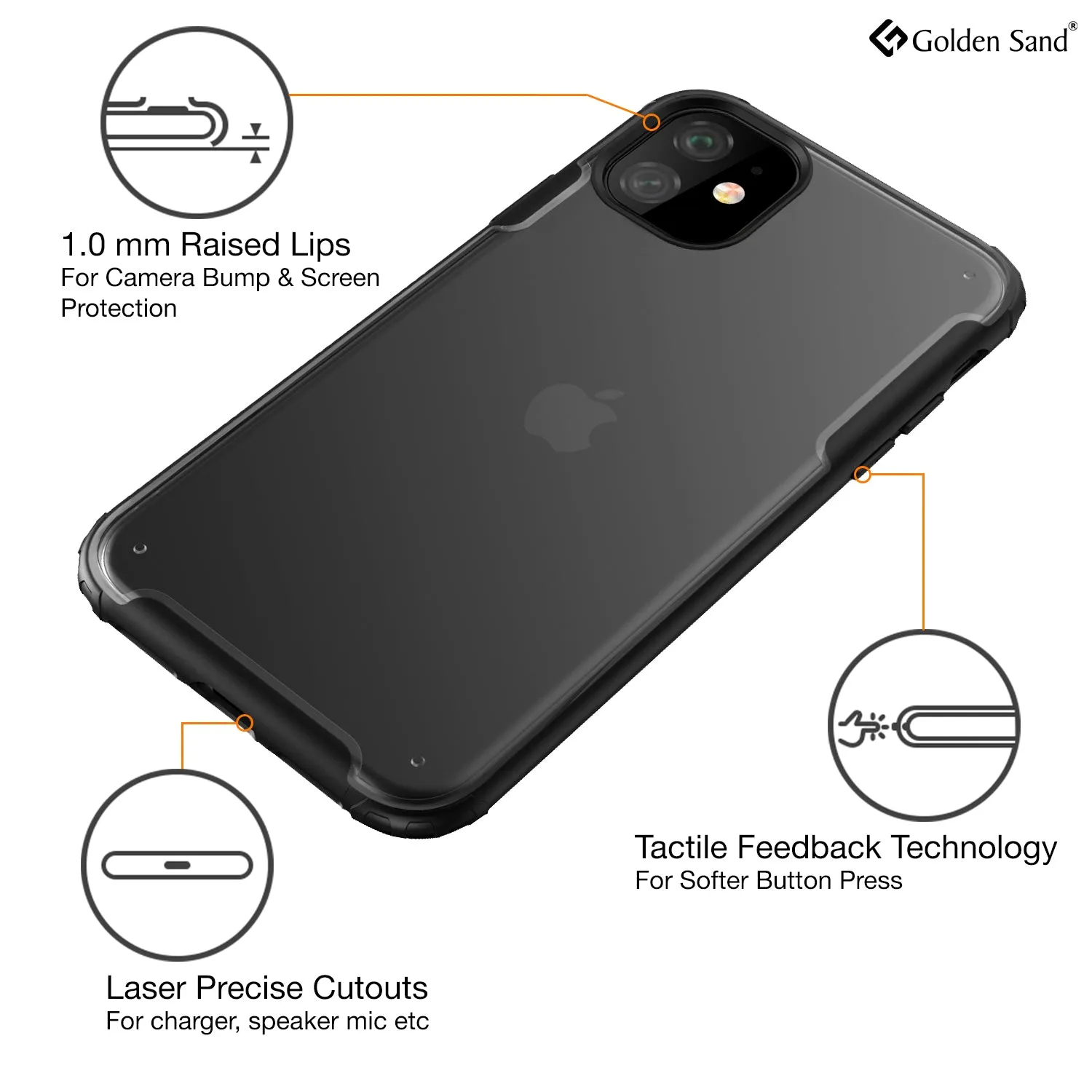 Rugged Frosted Series Hybrid Translucent Back Cover for Apple iPhone 11 6.1 inch, Black