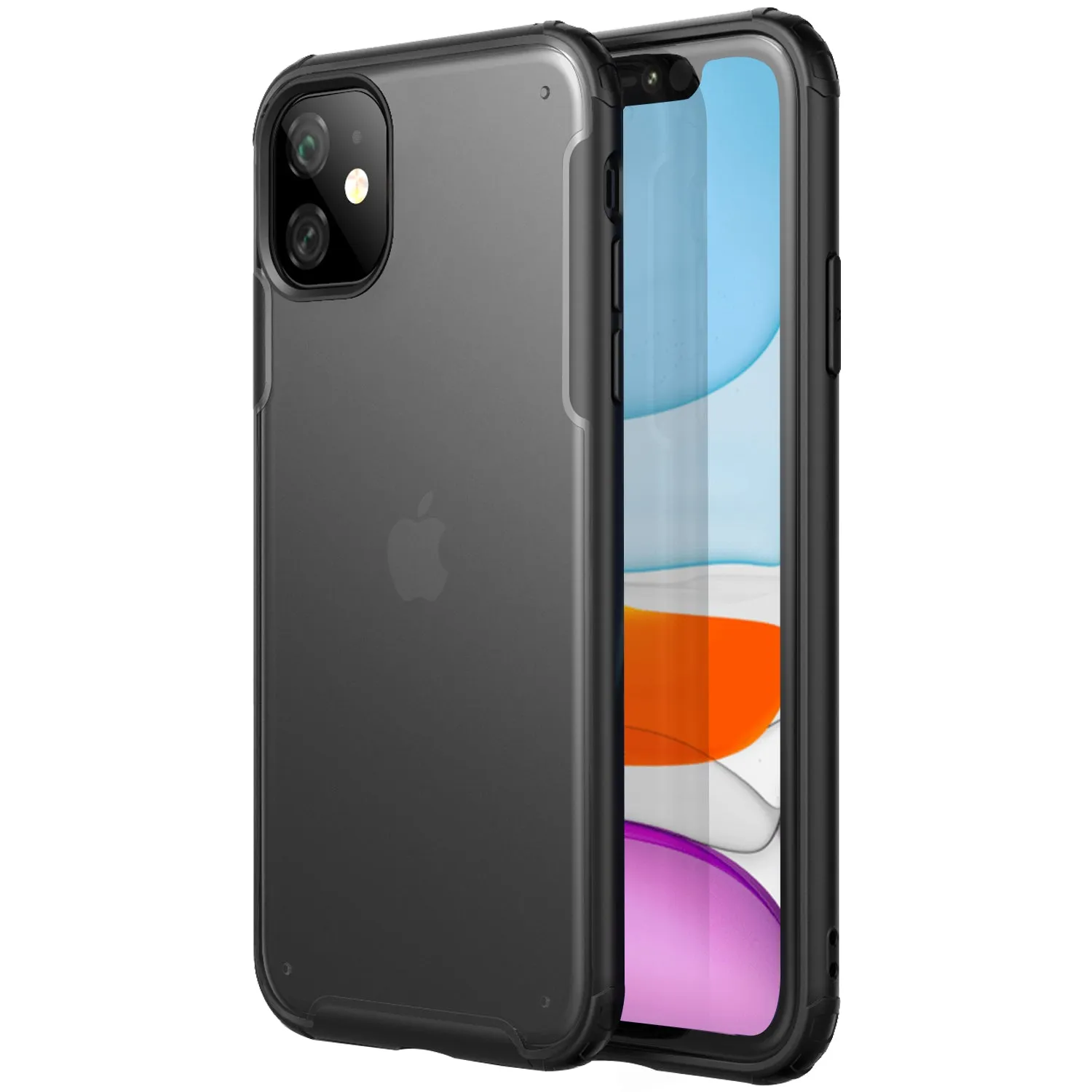Rugged Frosted Series Hybrid Translucent Back Cover for Apple iPhone 11 6.1 inch, Black