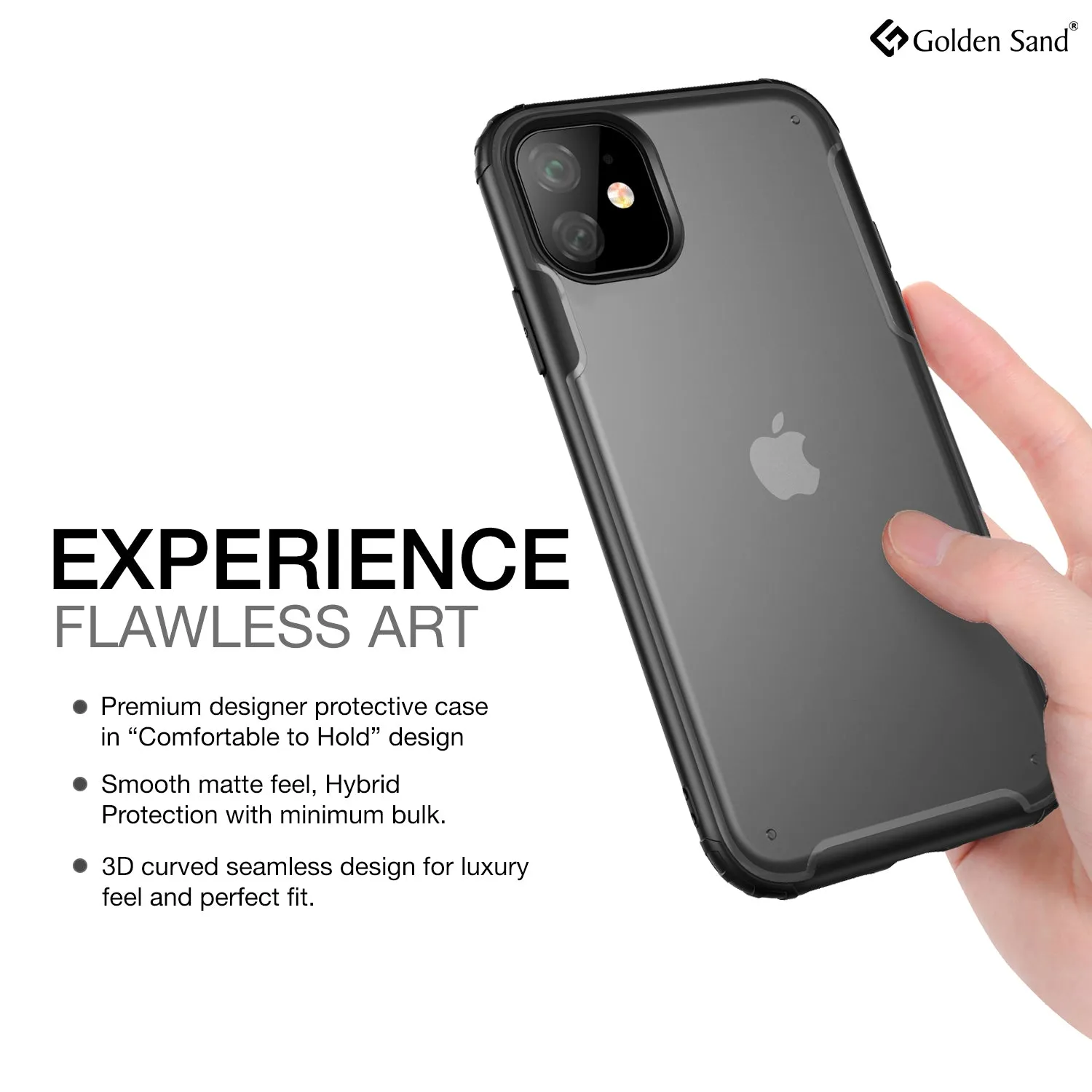 Rugged Frosted Series Hybrid Translucent Back Cover for Apple iPhone 11 6.1 inch, Black
