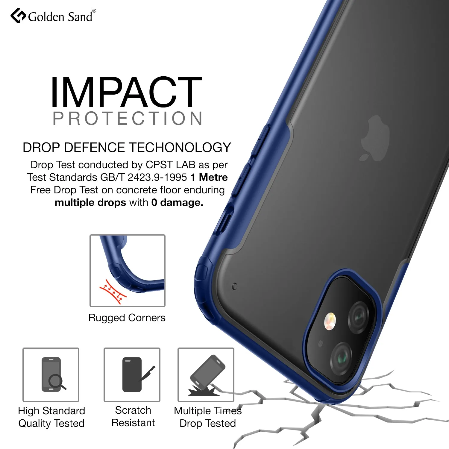 Rugged Frosted Series Hybrid Translucent Back Cover for Apple iPhone 11 6.1 inch, Blue