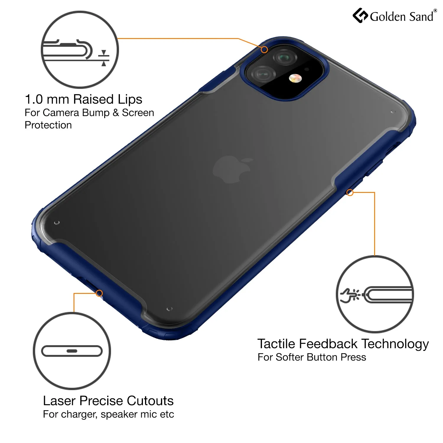 Rugged Frosted Series Hybrid Translucent Back Cover for Apple iPhone 11 6.1 inch, Blue