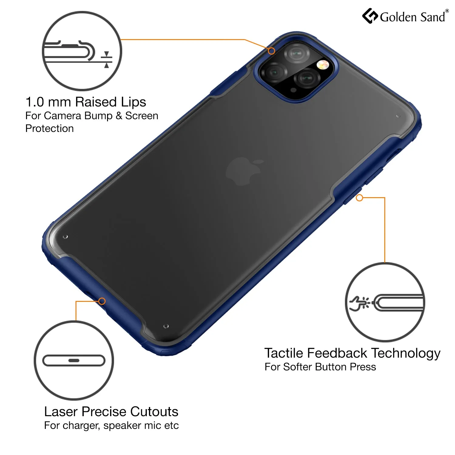 Rugged Frosted Series Hybrid Translucent Back Cover for Apple iPhone 11 Pro 5.8 inch, Blue