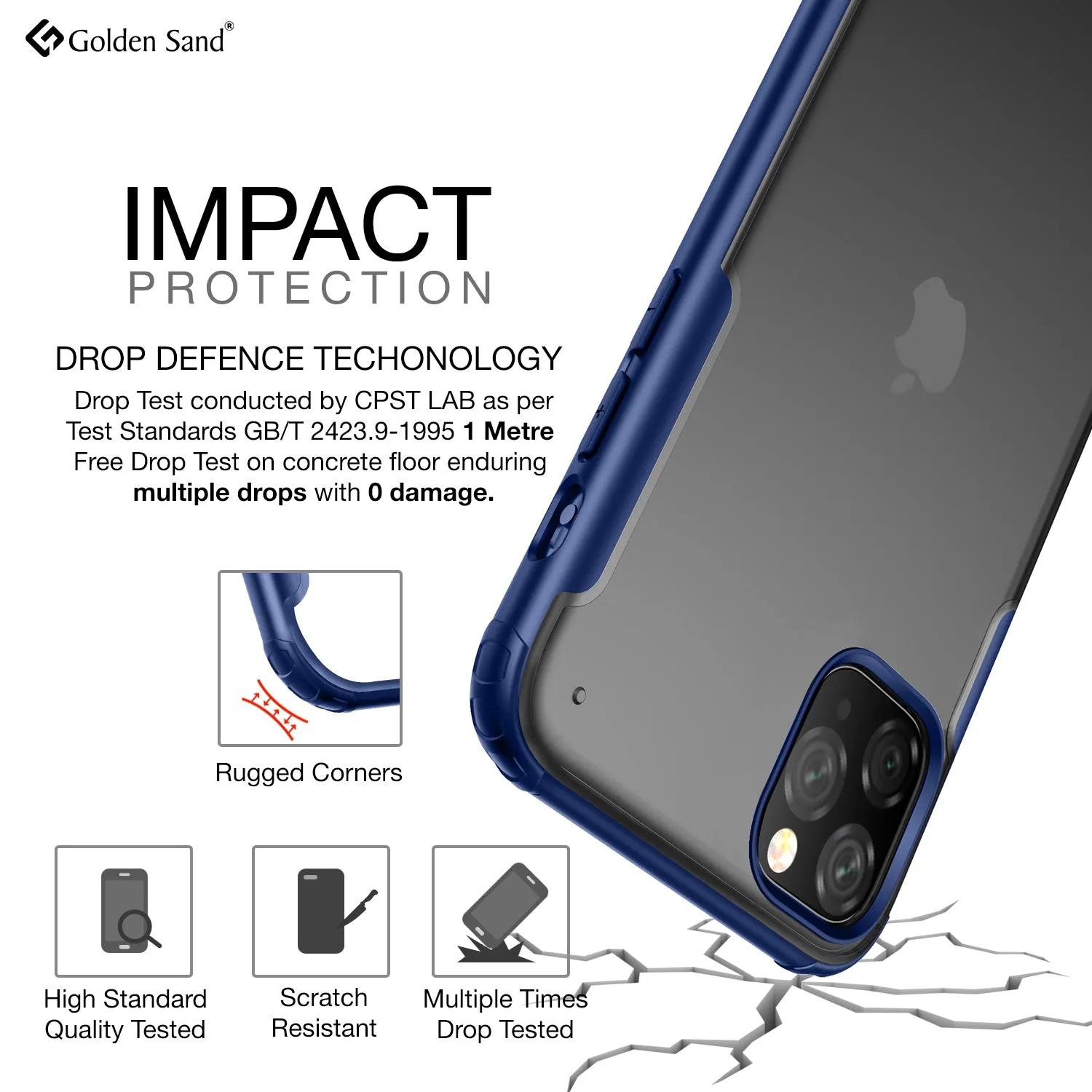 Rugged Frosted Series Hybrid Translucent Back Cover for Apple iPhone 11 Pro 5.8 inch, Blue