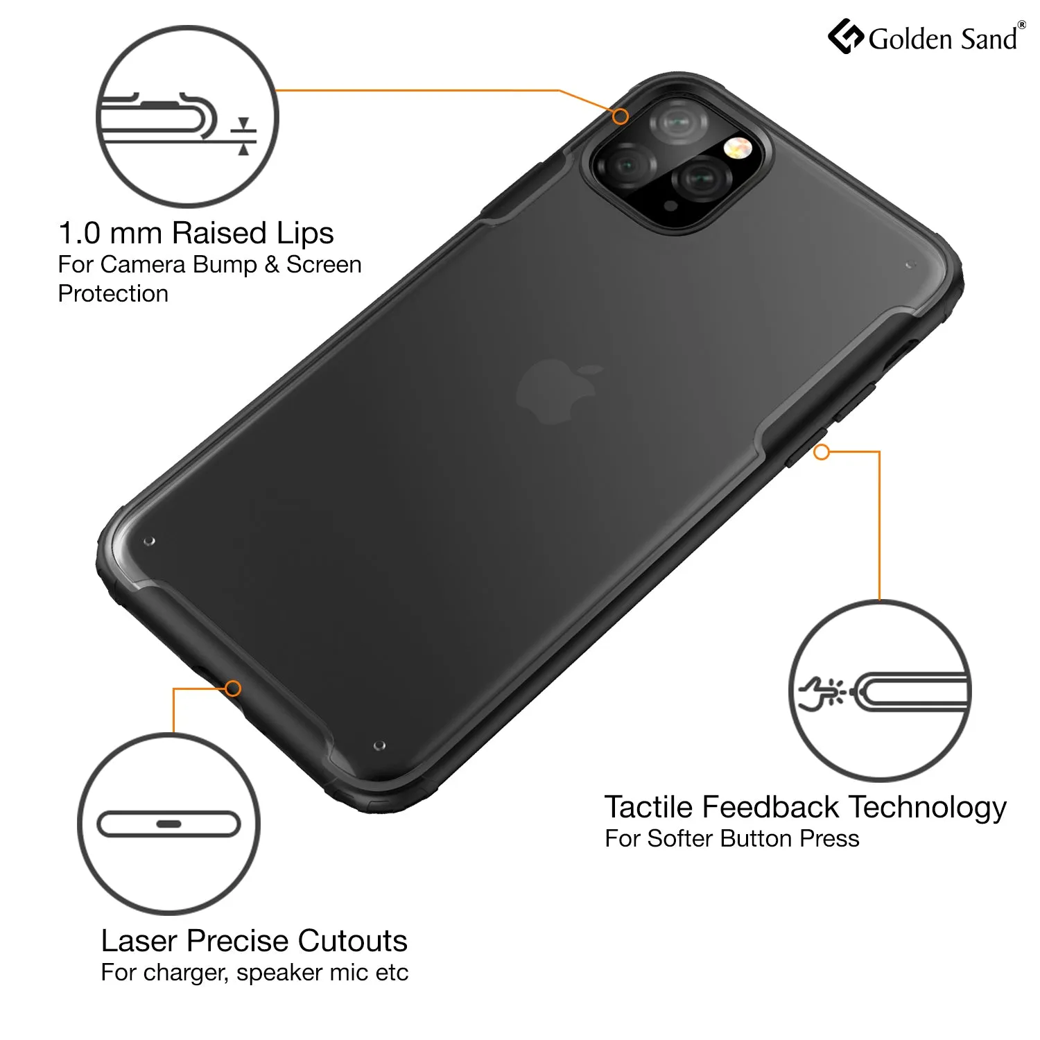 Rugged Frosted Series Hybrid Translucent Back Cover for Apple iPhone 11 Pro Max 6.5 inch, Black