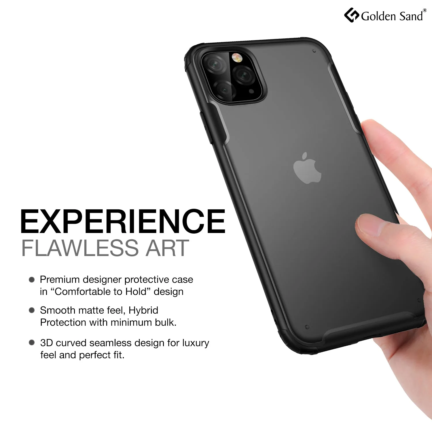 Rugged Frosted Series Hybrid Translucent Back Cover for Apple iPhone 11 Pro Max 6.5 inch, Black
