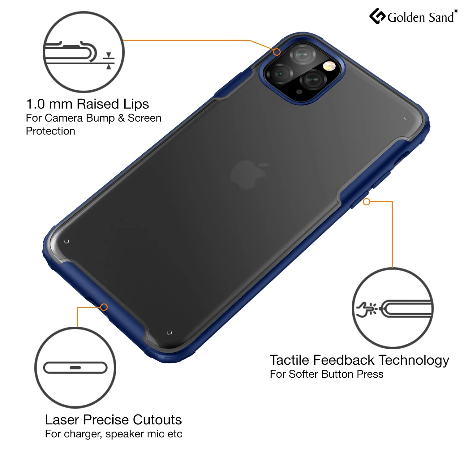 Rugged Frosted Series Hybrid Translucent Back Cover for Apple iPhone 11 Pro Max 6.5 inch, Blue
