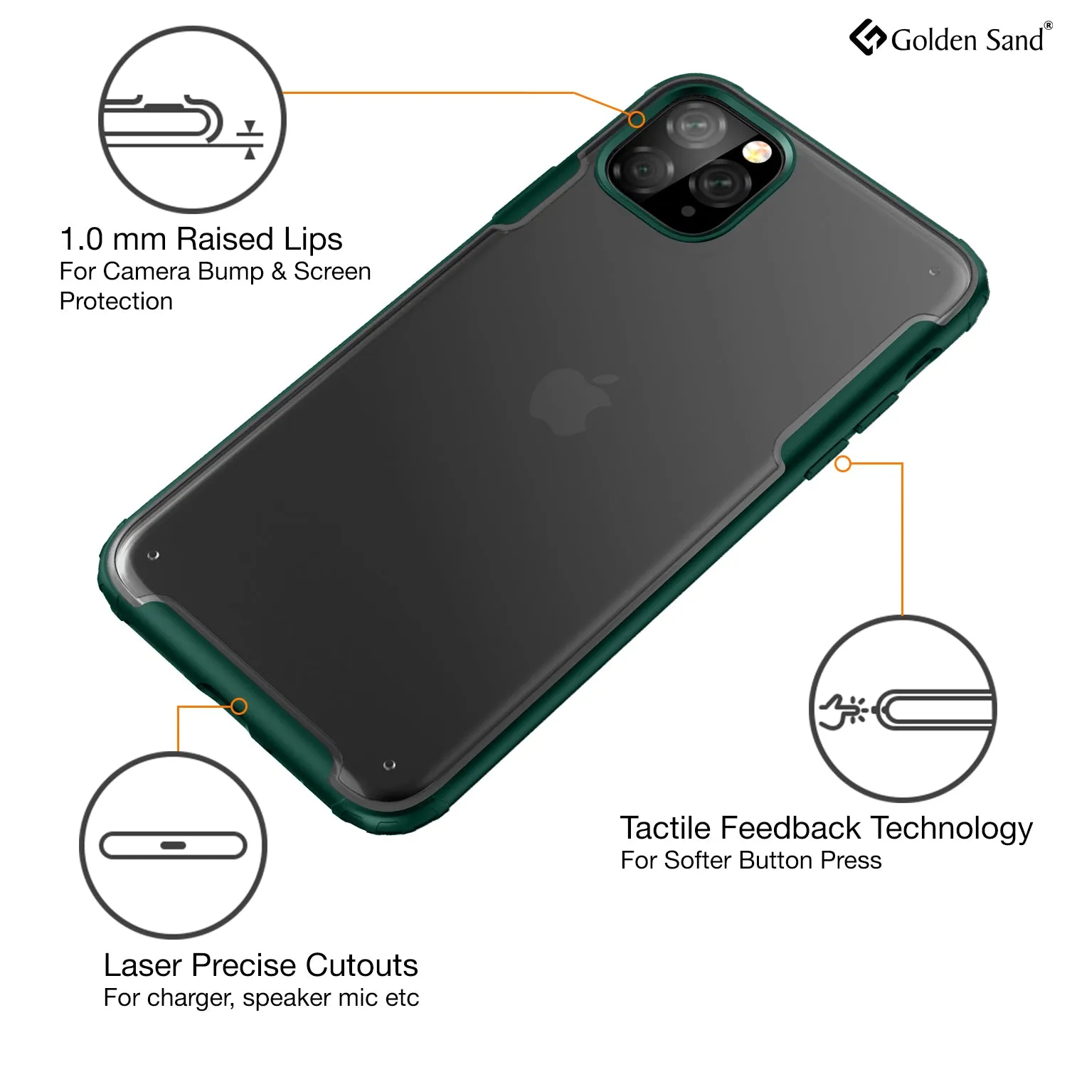 Rugged Frosted Series Hybrid Translucent Back Cover for Apple iPhone 11 Pro Max 6.5 inch, Green