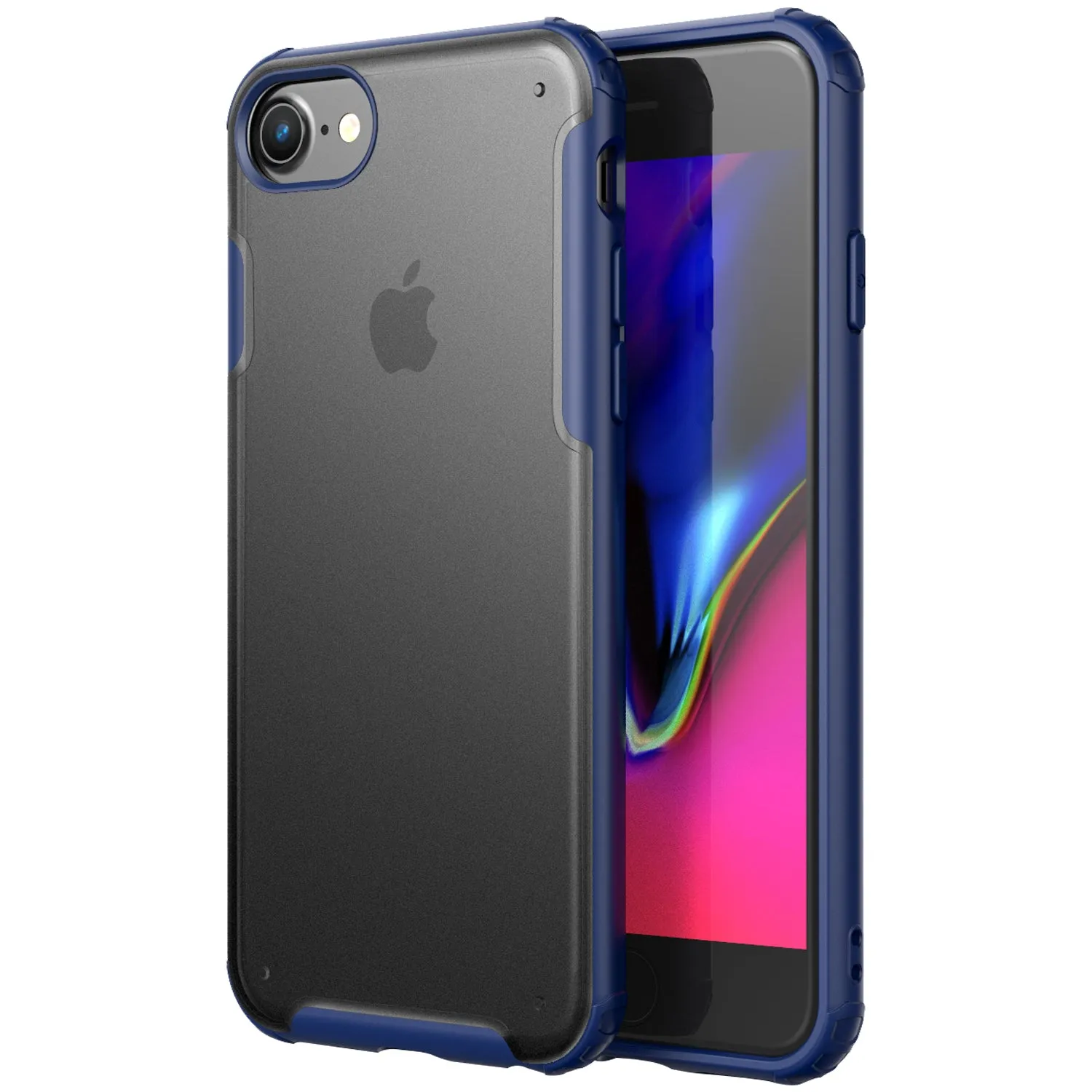 Rugged Frosted Series Hybrid Translucent Back Cover for Apple iPhone 6, 6s, 7, 8, SE 2020 4.7 inch, Blue