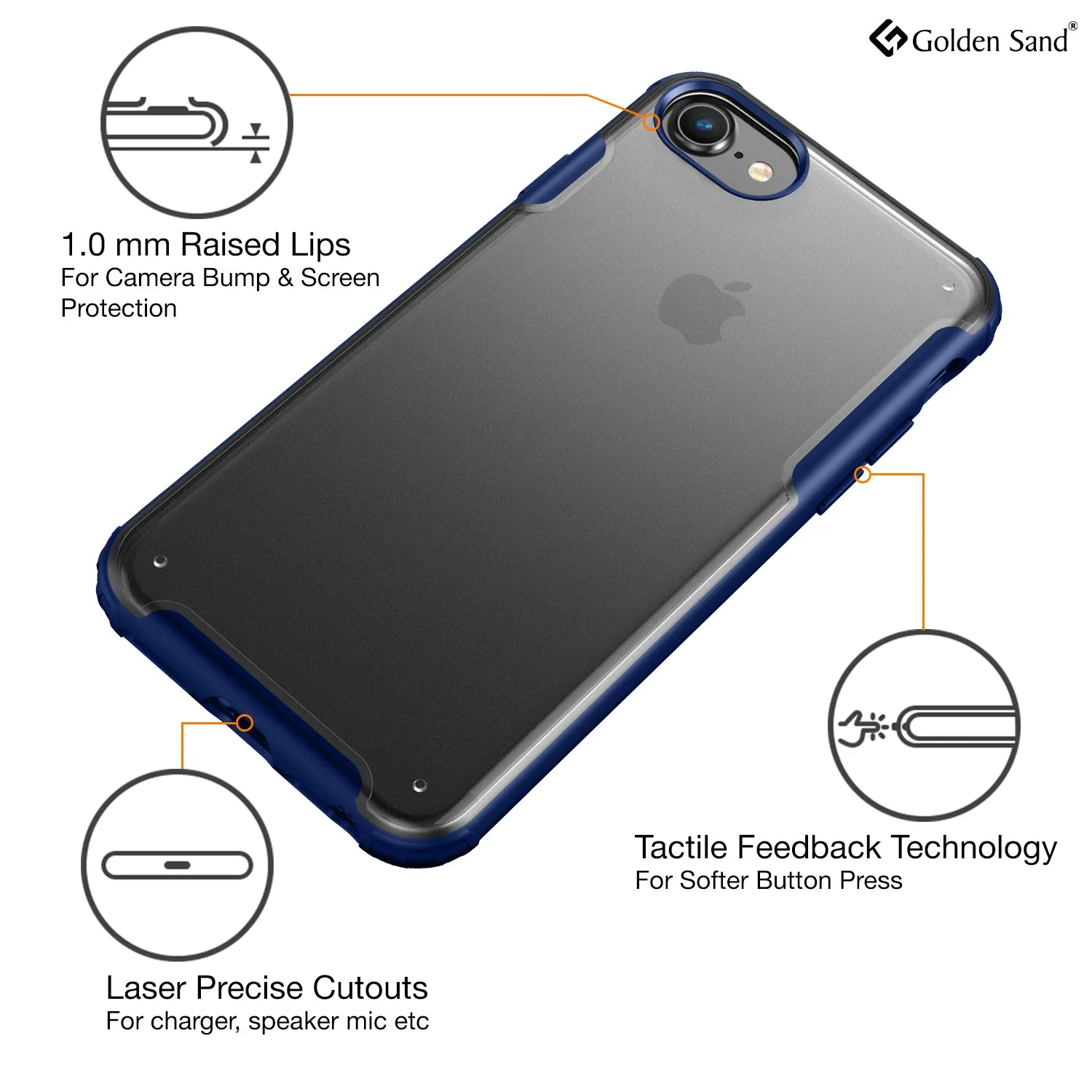Rugged Frosted Series Hybrid Translucent Back Cover for Apple iPhone 6, 6s, 7, 8, SE 2020 4.7 inch, Blue