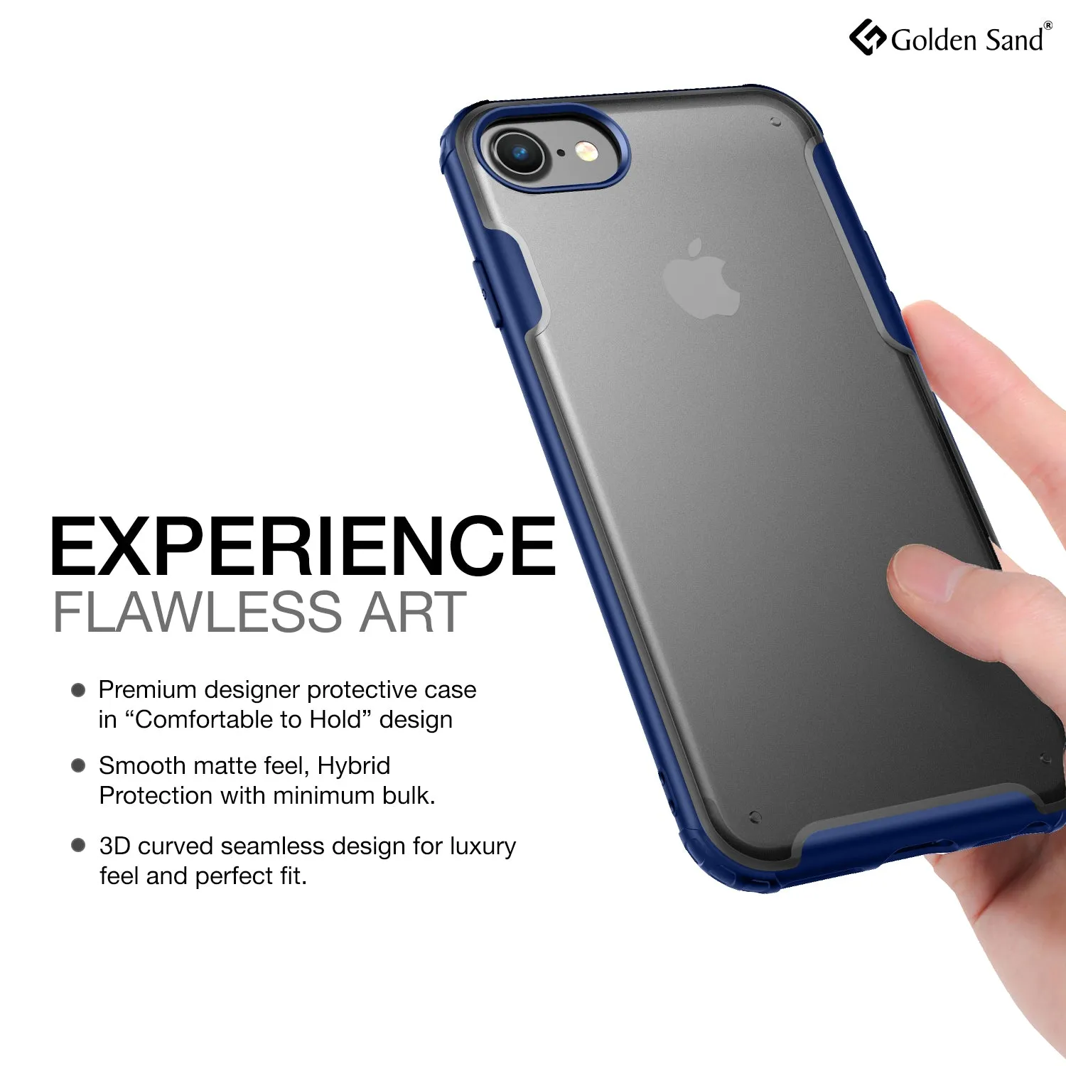 Rugged Frosted Series Hybrid Translucent Back Cover for Apple iPhone 6, 6s, 7, 8, SE 2020 4.7 inch, Blue