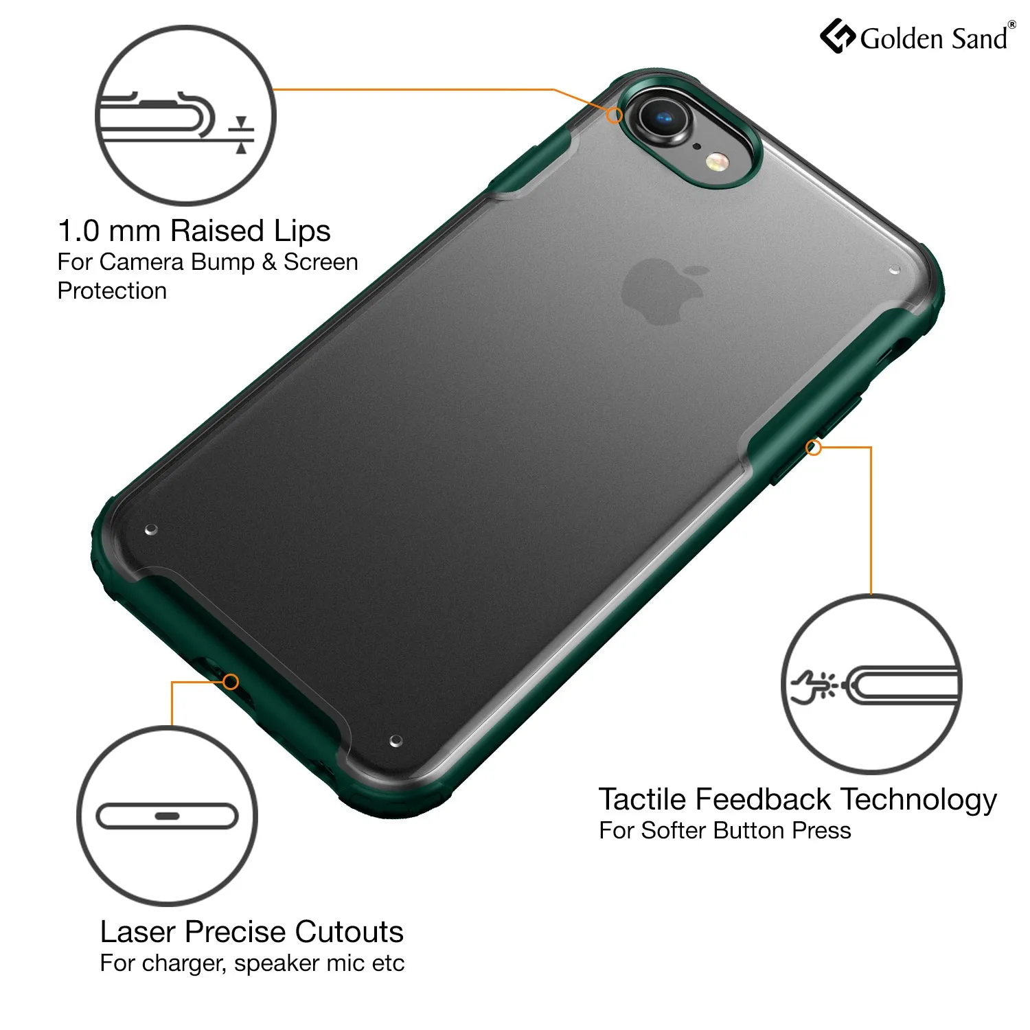 Rugged Frosted Series Hybrid Translucent Back Cover for Apple iPhone 6, 6s, 7, 8, SE 2020 4.7 inch, Green