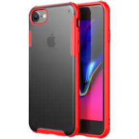 Rugged Frosted Series Hybrid Translucent Back Cover for Apple iPhone 6, 6s, 7, 8, SE 2020 4.7 inch, Red