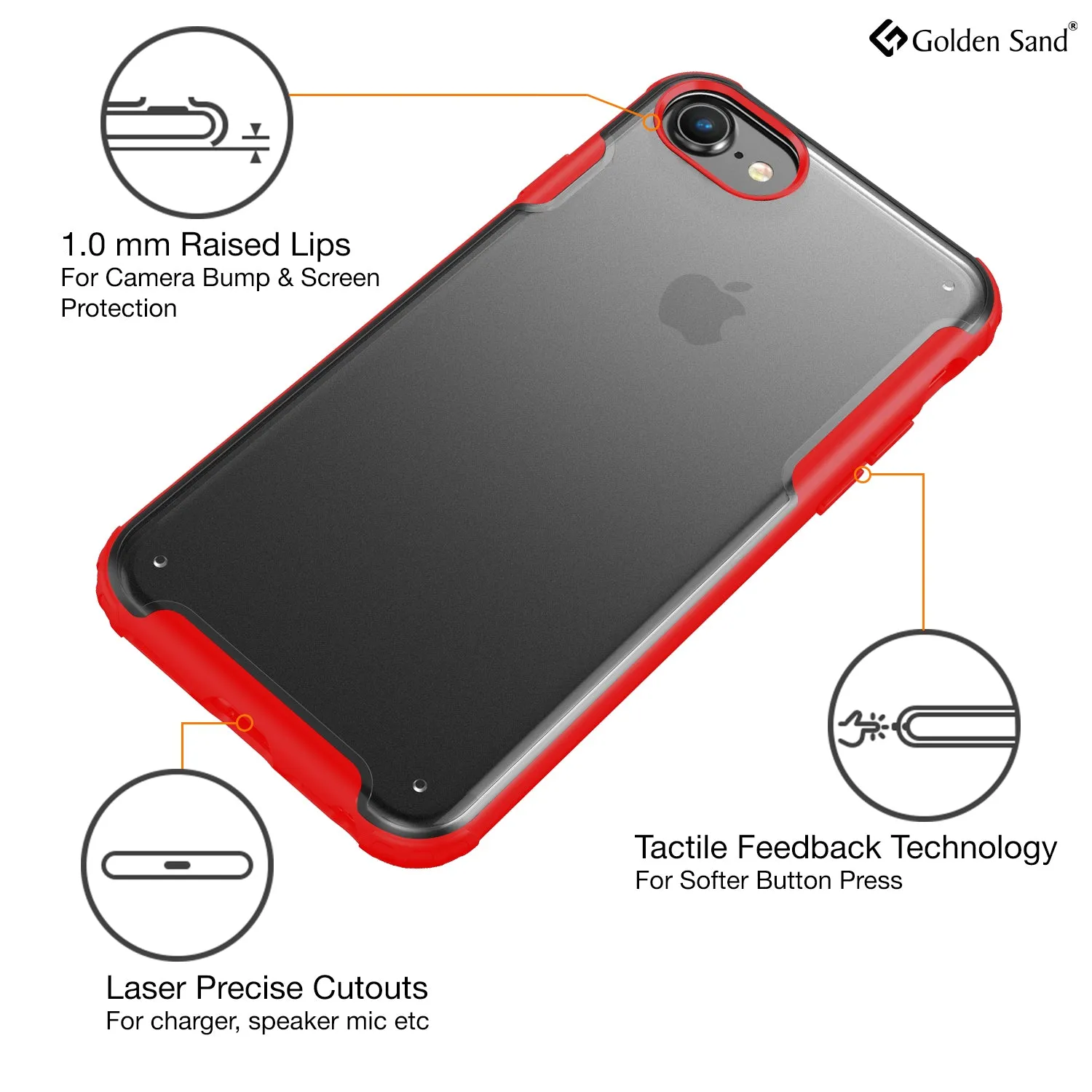 Rugged Frosted Series Hybrid Translucent Back Cover for Apple iPhone 6, 6s, 7, 8, SE 2020 4.7 inch, Red