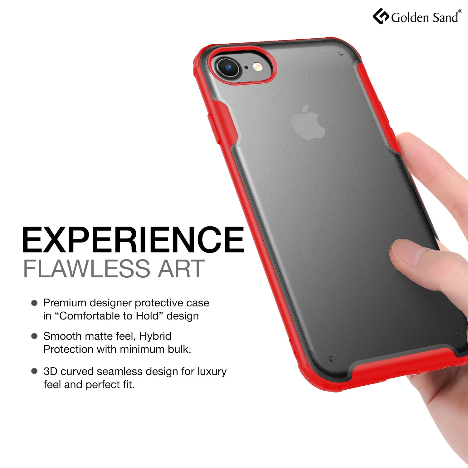 Rugged Frosted Series Hybrid Translucent Back Cover for Apple iPhone 6, 6s, 7, 8, SE 2020 4.7 inch, Red