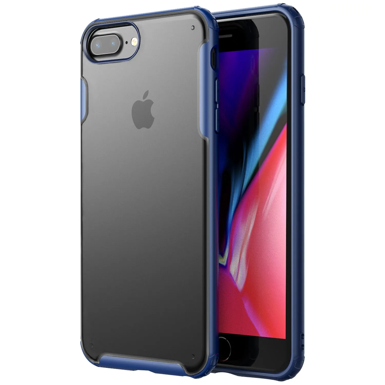 Rugged Frosted Series Hybrid Translucent Back Cover for Apple iPhone 6 Plus, 7 Plus, 8 Plus 5.5 inch, Blue