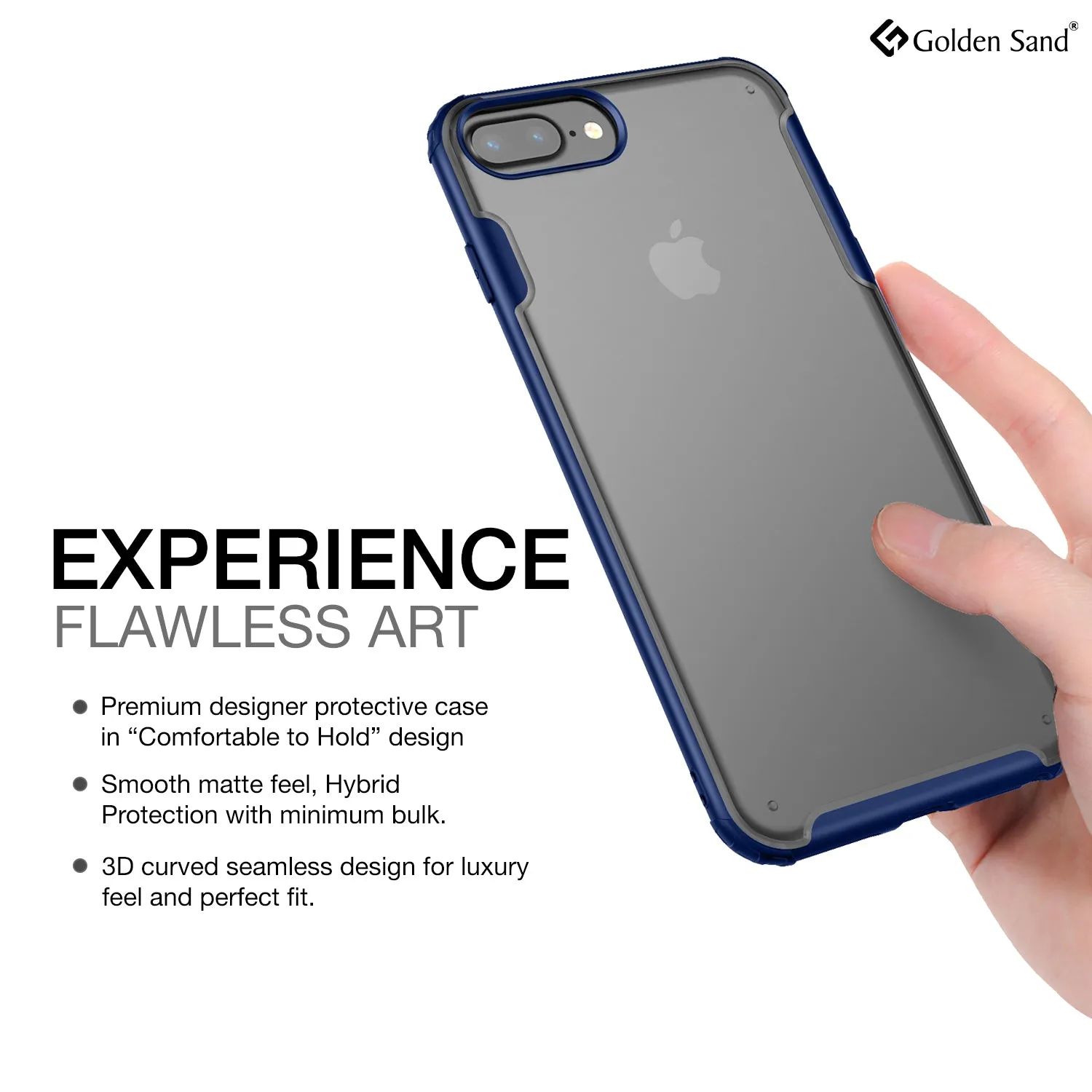 Rugged Frosted Series Hybrid Translucent Back Cover for Apple iPhone 6 Plus, 7 Plus, 8 Plus 5.5 inch, Blue