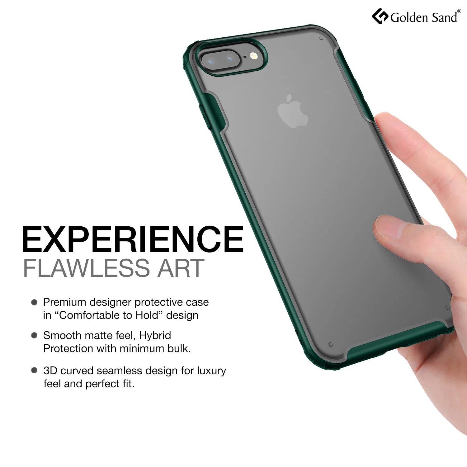 Rugged Frosted Series Hybrid Translucent Back Cover for Apple iPhone 6 Plus, 7 Plus, 8 Plus 5.5 inch, Green