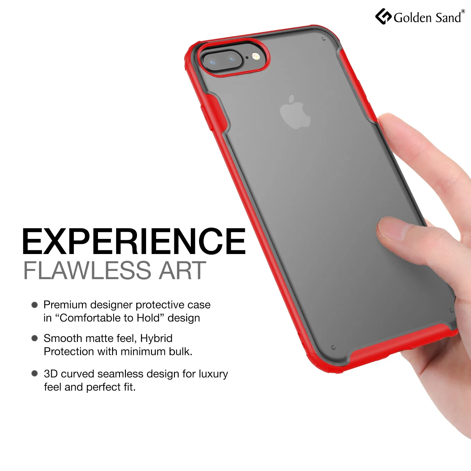 Rugged Frosted Series Hybrid Translucent Back Cover for Apple iPhone 6 Plus, 7 Plus, 8 Plus 5.5 inch, Red
