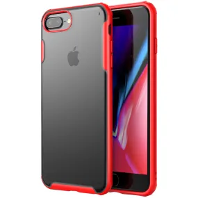 Rugged Frosted Series Hybrid Translucent Back Cover for Apple iPhone 6 Plus, 7 Plus, 8 Plus 5.5 inch, Red