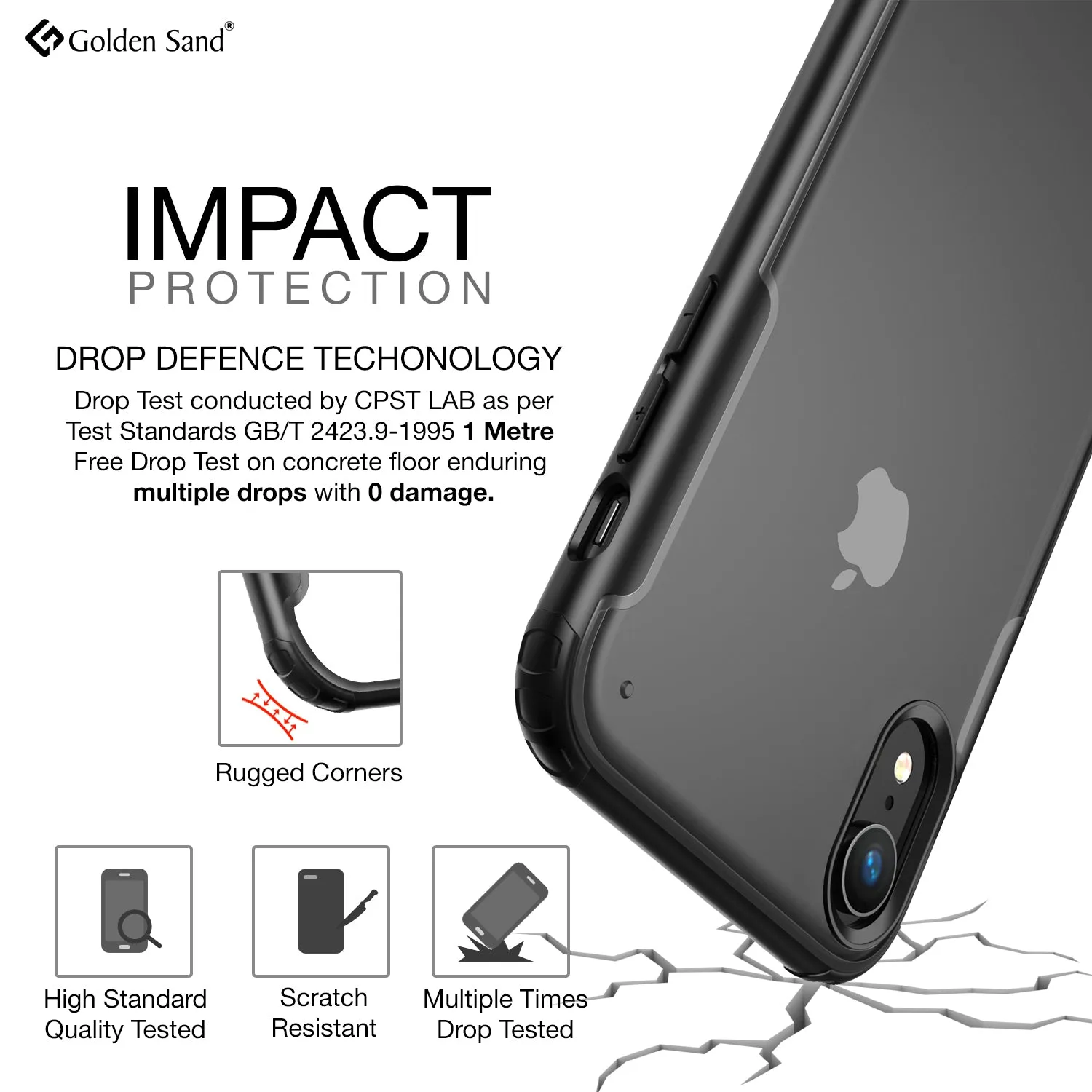 Rugged Frosted Series Hybrid Translucent Back Cover for Apple iPhone XR 6.1 inch, Black