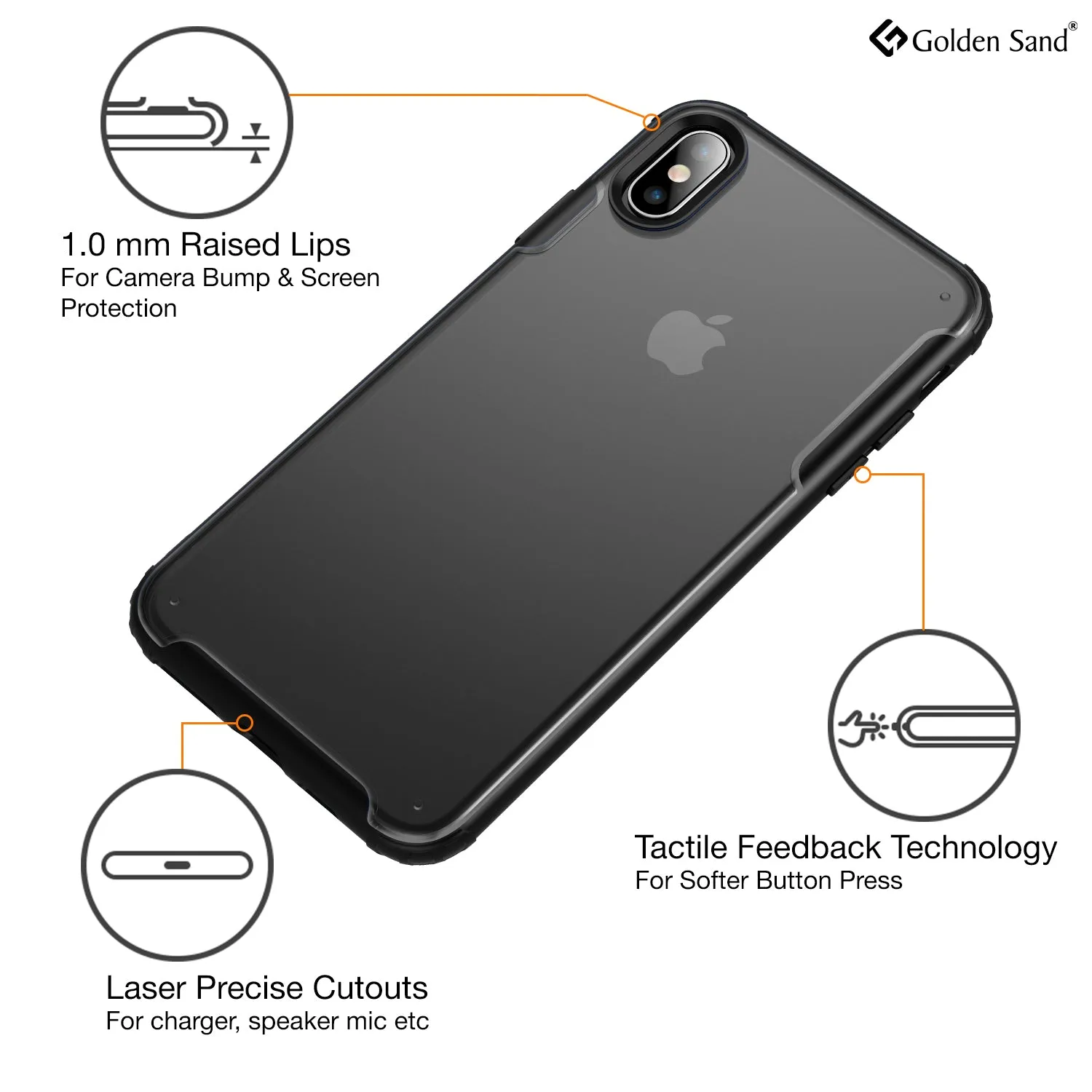 Rugged Frosted Series Hybrid Translucent Back Cover for Apple iPhone XS Max 6.5 inch, Black