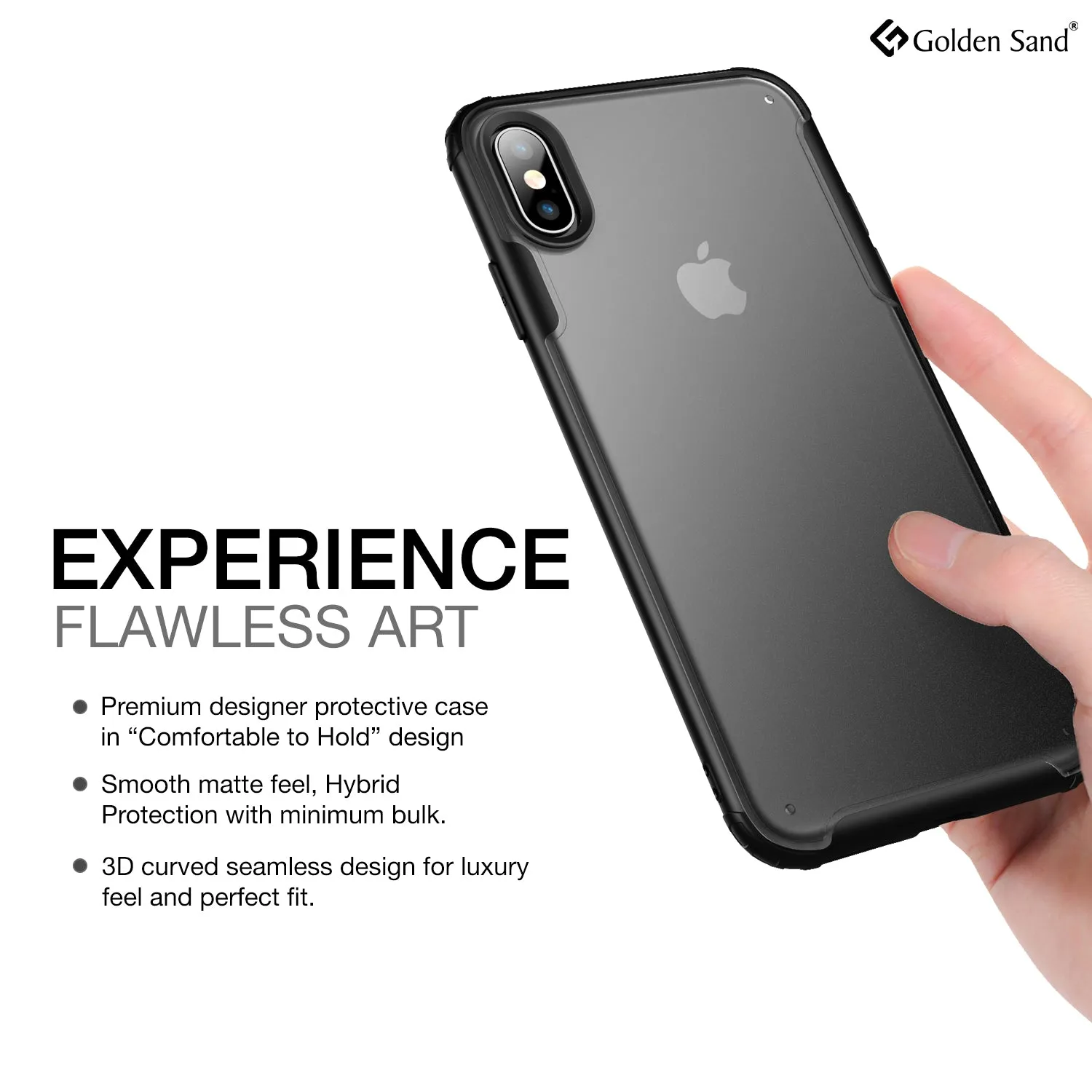 Rugged Frosted Series Hybrid Translucent Back Cover for Apple iPhone XS Max 6.5 inch, Black