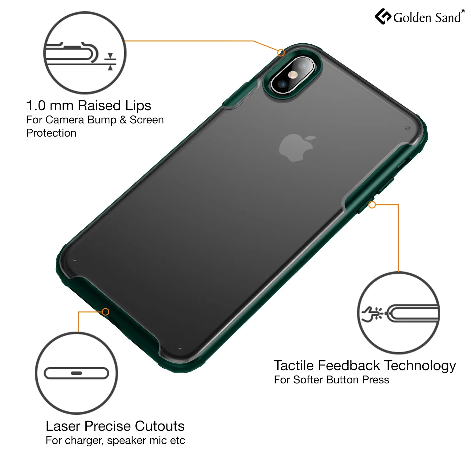 Rugged Frosted Series Hybrid Translucent Back Cover for Apple iPhone XS Max 6.5 inch, Green