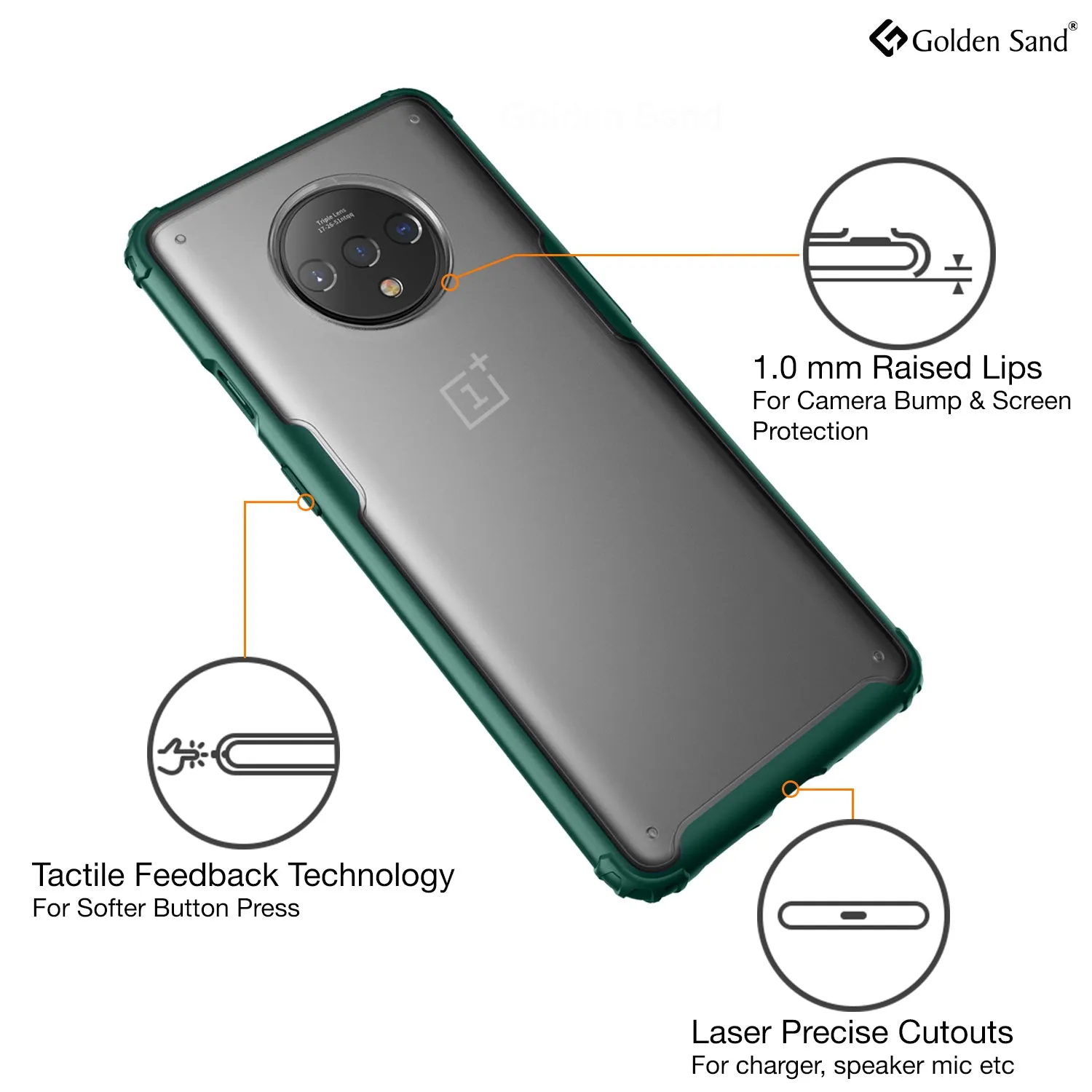 Rugged Frosted Series Hybrid Translucent Back Cover for One Plus 7T 6.5 inch, Green