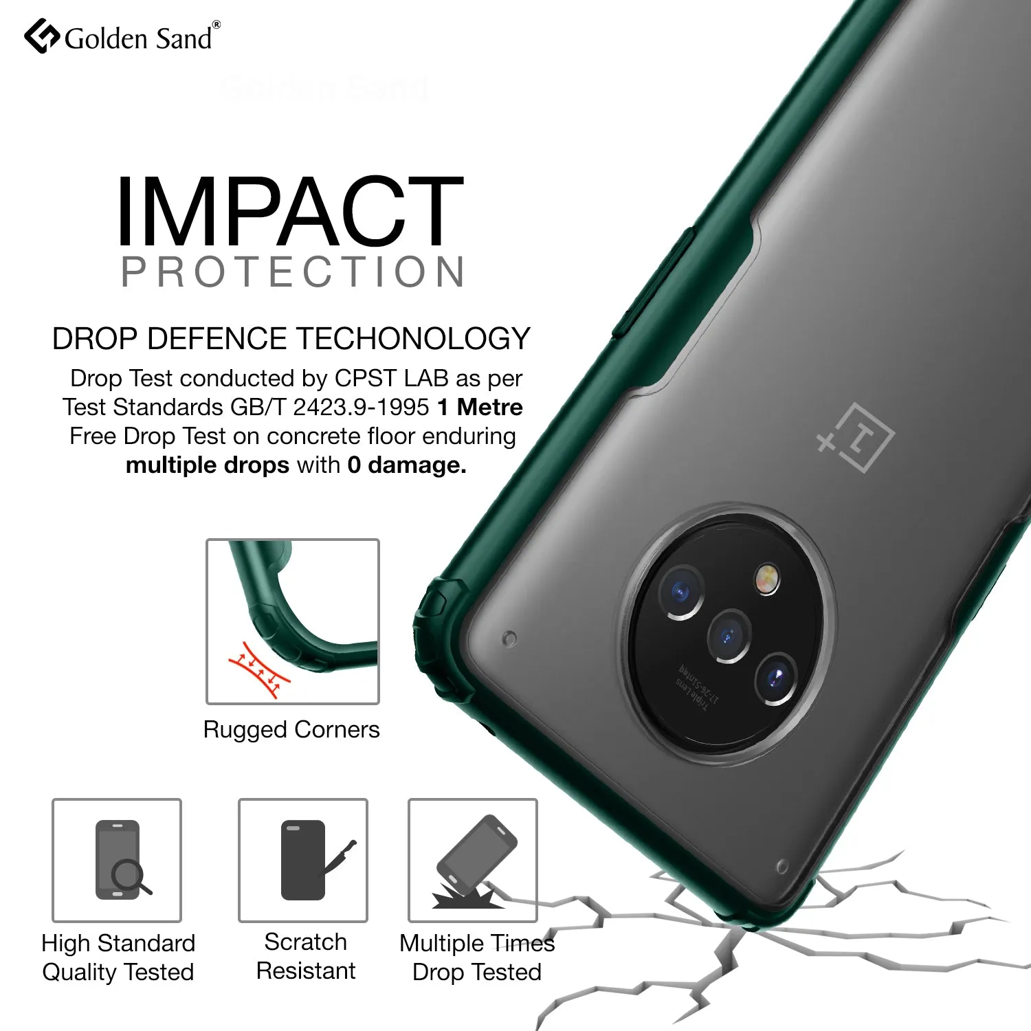 Rugged Frosted Series Hybrid Translucent Back Cover for One Plus 7T 6.5 inch, Green