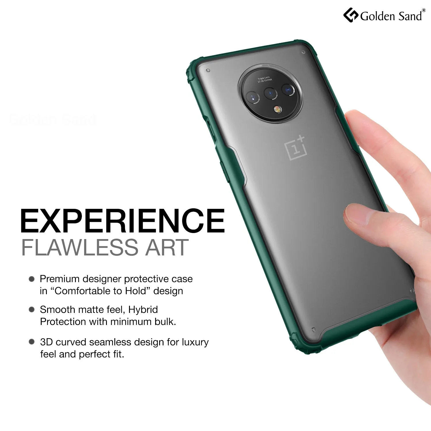 Rugged Frosted Series Hybrid Translucent Back Cover for One Plus 7T 6.5 inch, Green