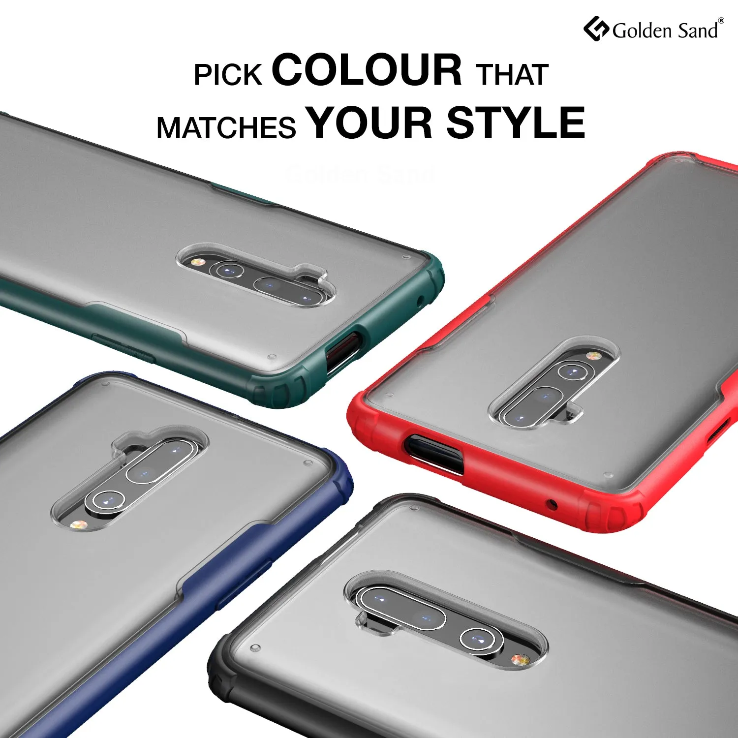 Rugged Frosted Series Hybrid Translucent Back Cover for One Plus 7T Pro, OnePlus 7 Pro, 6.7 inch, Green