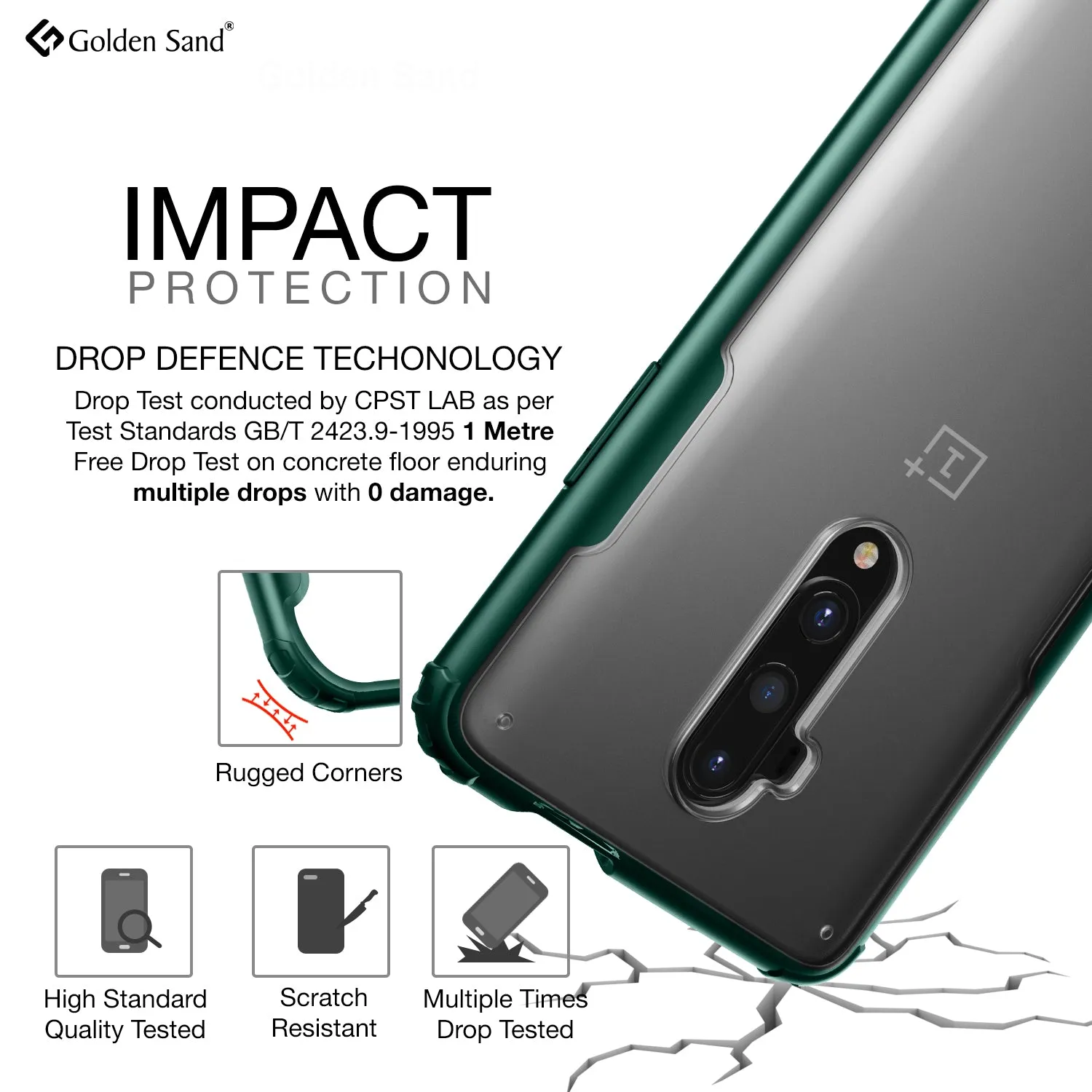 Rugged Frosted Series Hybrid Translucent Back Cover for One Plus 7T Pro, OnePlus 7 Pro, 6.7 inch, Green
