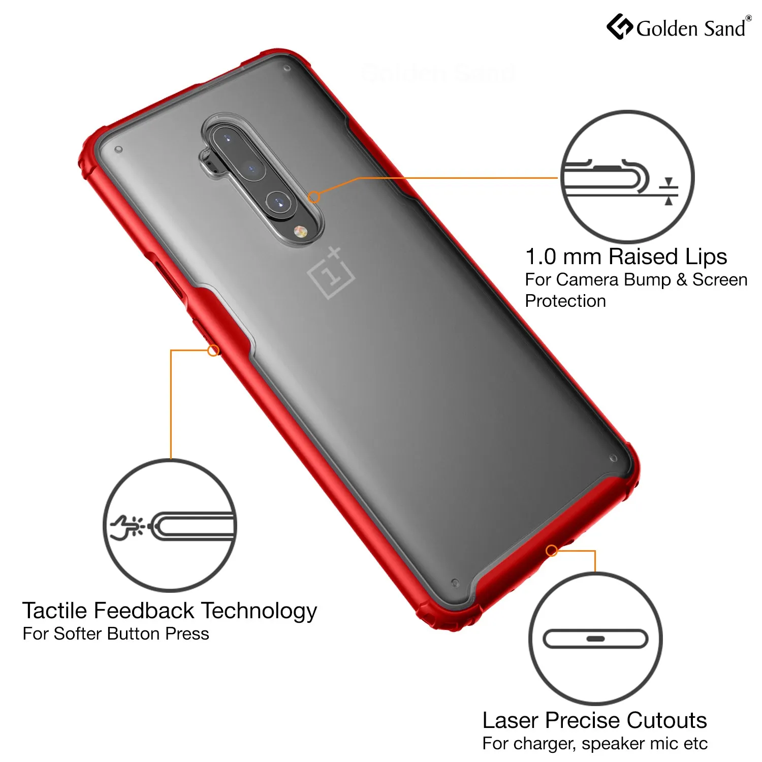 Rugged Frosted Series Hybrid Translucent Back Cover for One Plus 7T Pro, OnePlus 7 Pro, 6.7 inch, Red