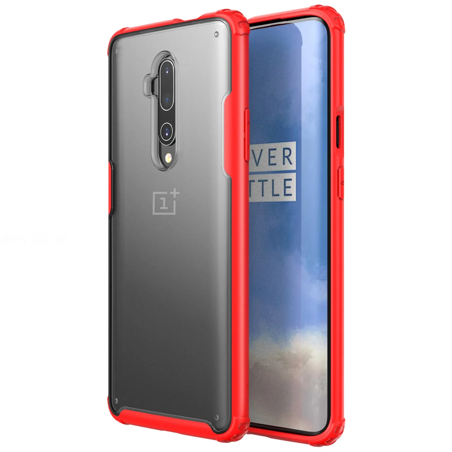 Rugged Frosted Series Hybrid Translucent Back Cover for One Plus 7T Pro, OnePlus 7 Pro, 6.7 inch, Red