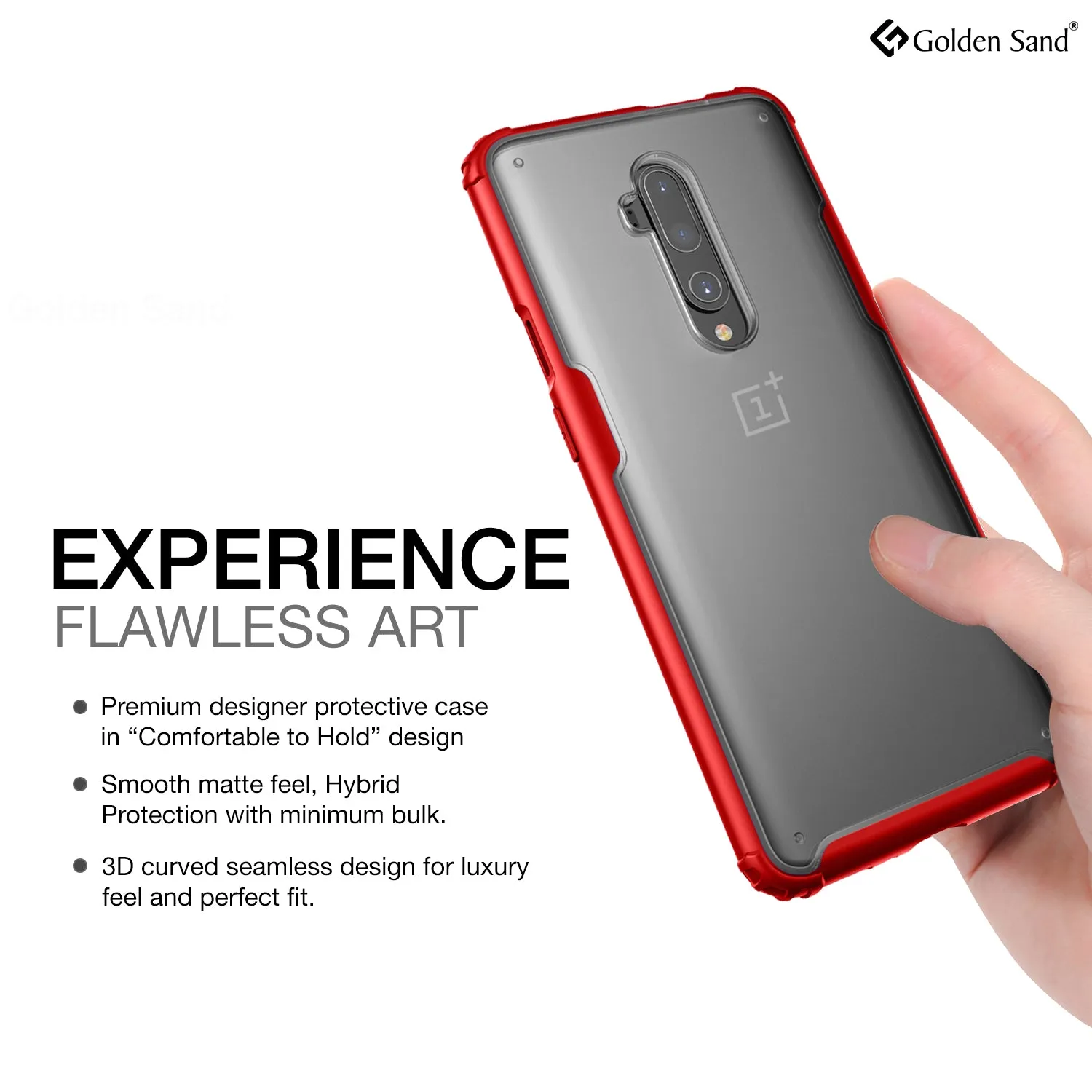 Rugged Frosted Series Hybrid Translucent Back Cover for One Plus 7T Pro, OnePlus 7 Pro, 6.7 inch, Red