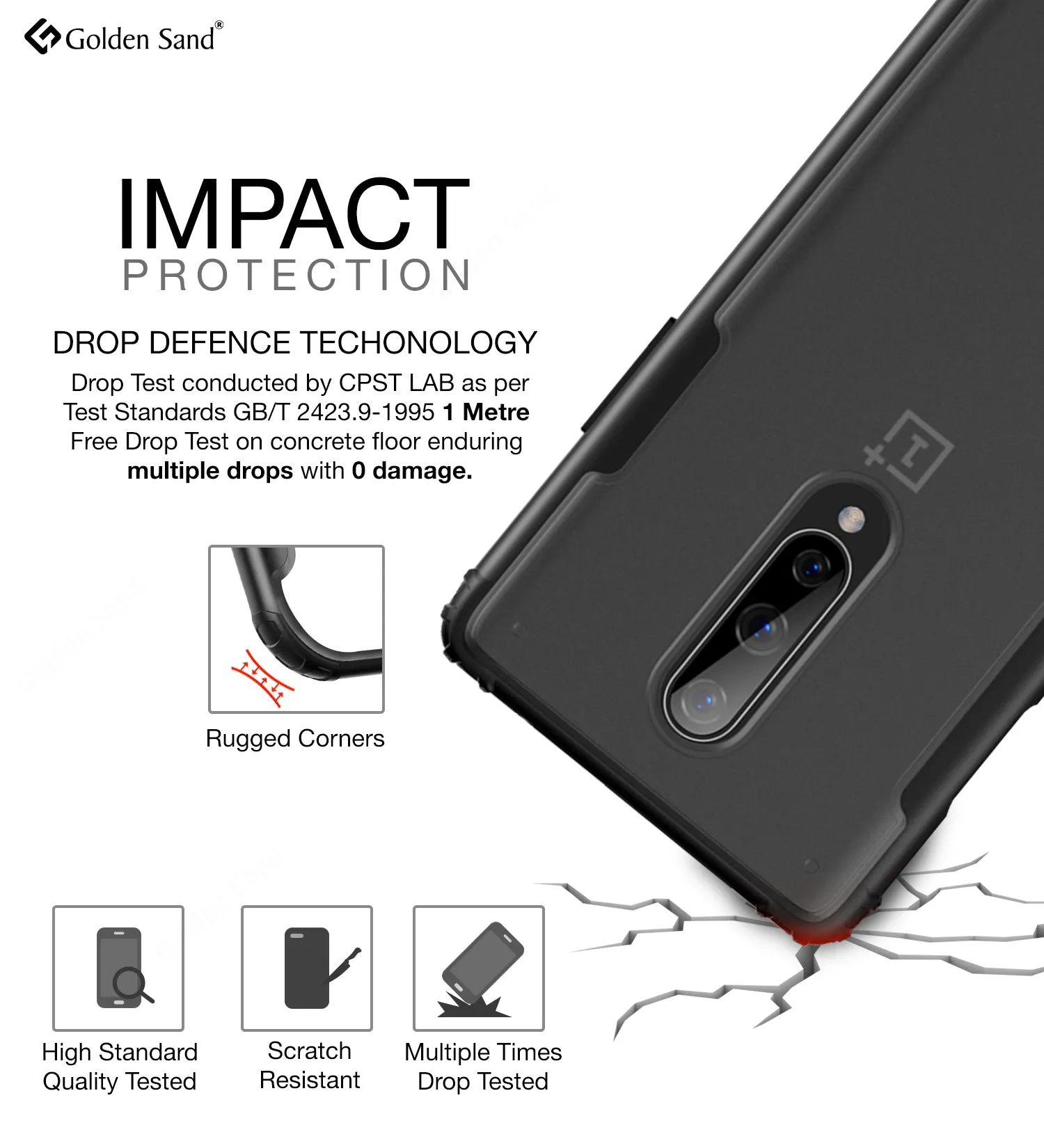 Rugged Frosted Series Hybrid Translucent Back Cover for One Plus 8 6.55 inch, Black